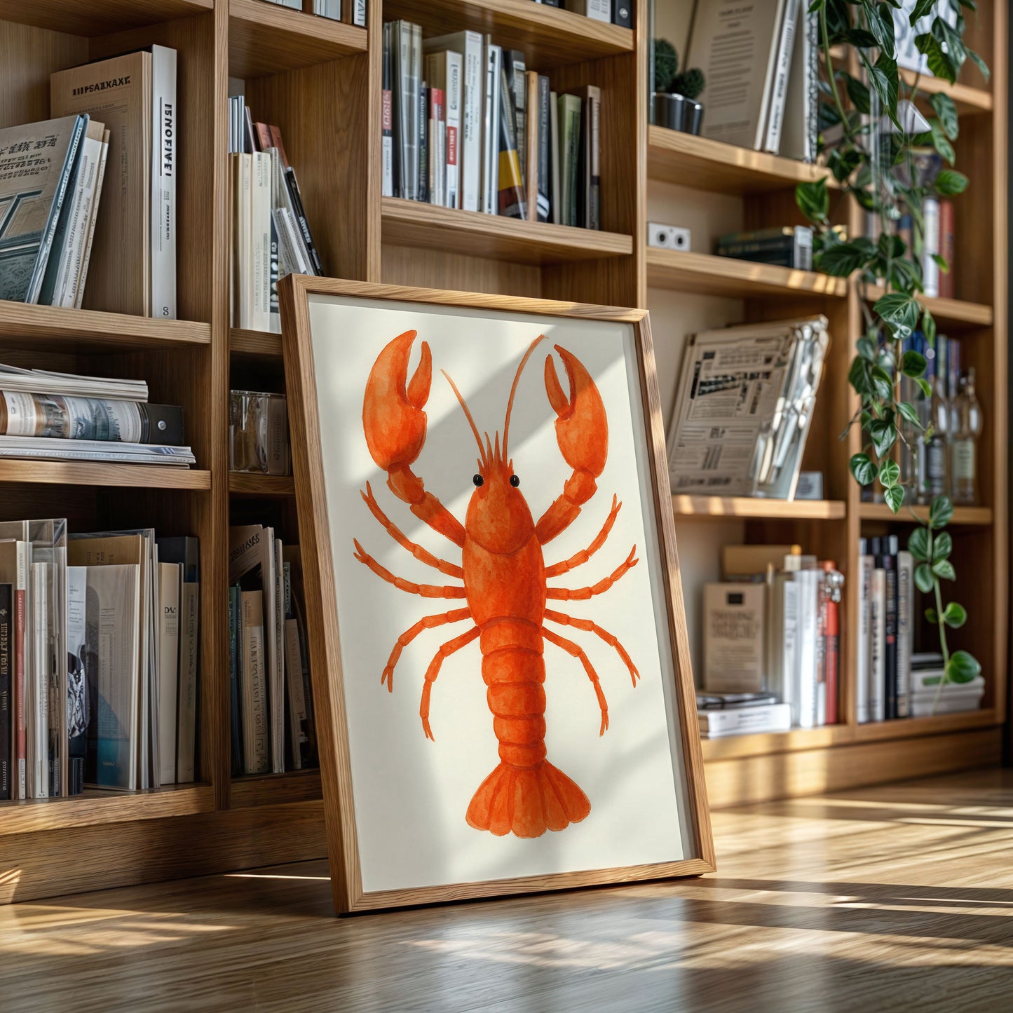 Watercolor Lobster in Coastal Red