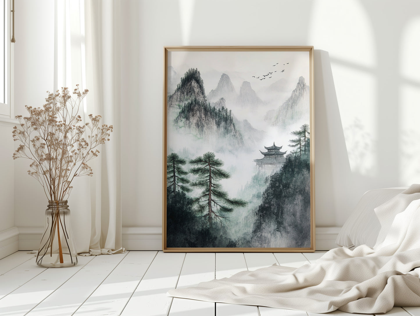 Misty Mountain Landscape – Tranquil Chinese Zen Wall Art