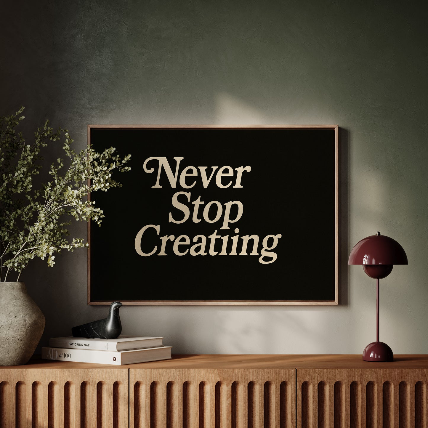 Never Stop Creating Retro Quote Print