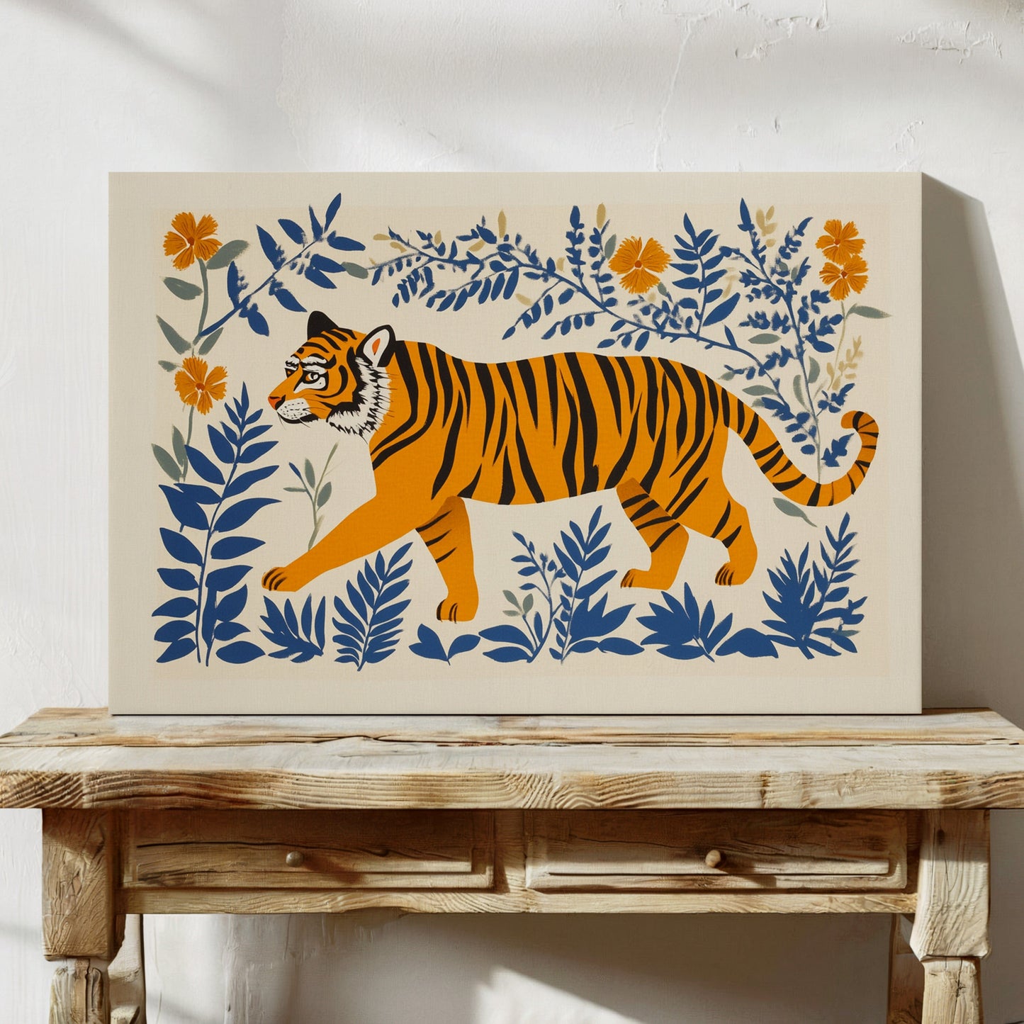 Majestic Tiger Print – Bold Jungle Art, Modern Folk Style Wall Decor
