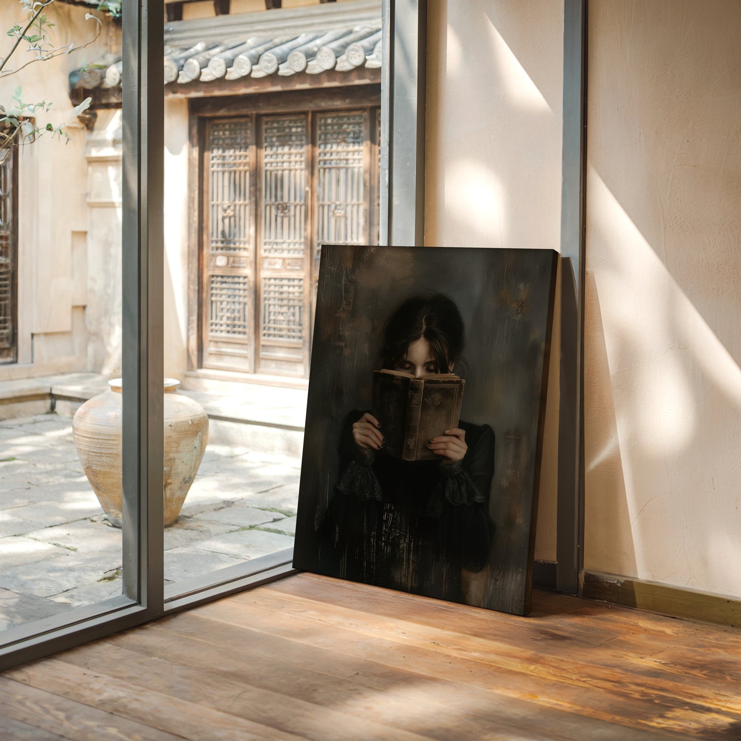 The Reader in Velvet Shadows