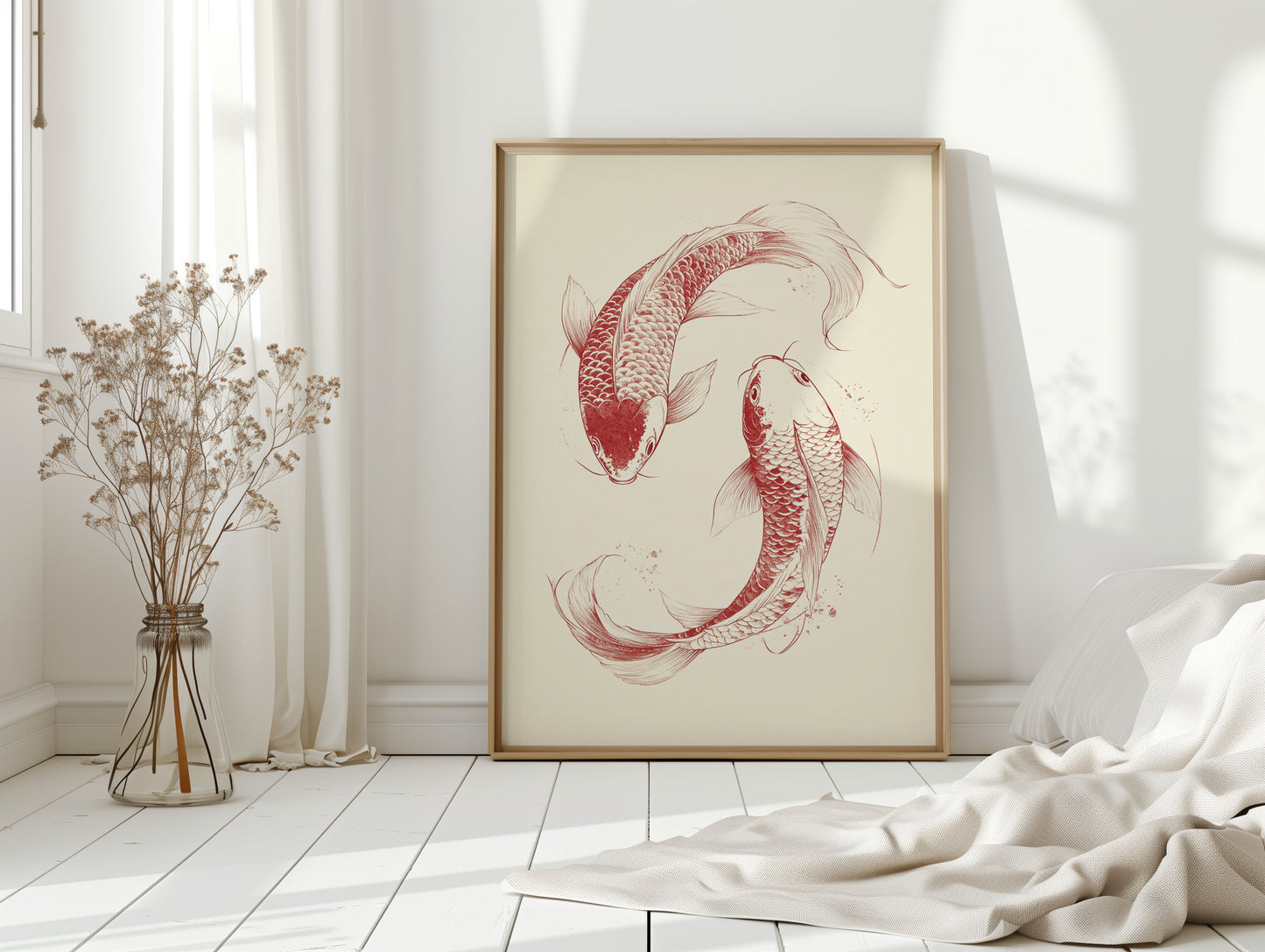 Yin-Yang Koi Fish – Minimalist Japanese Ink Wall Art