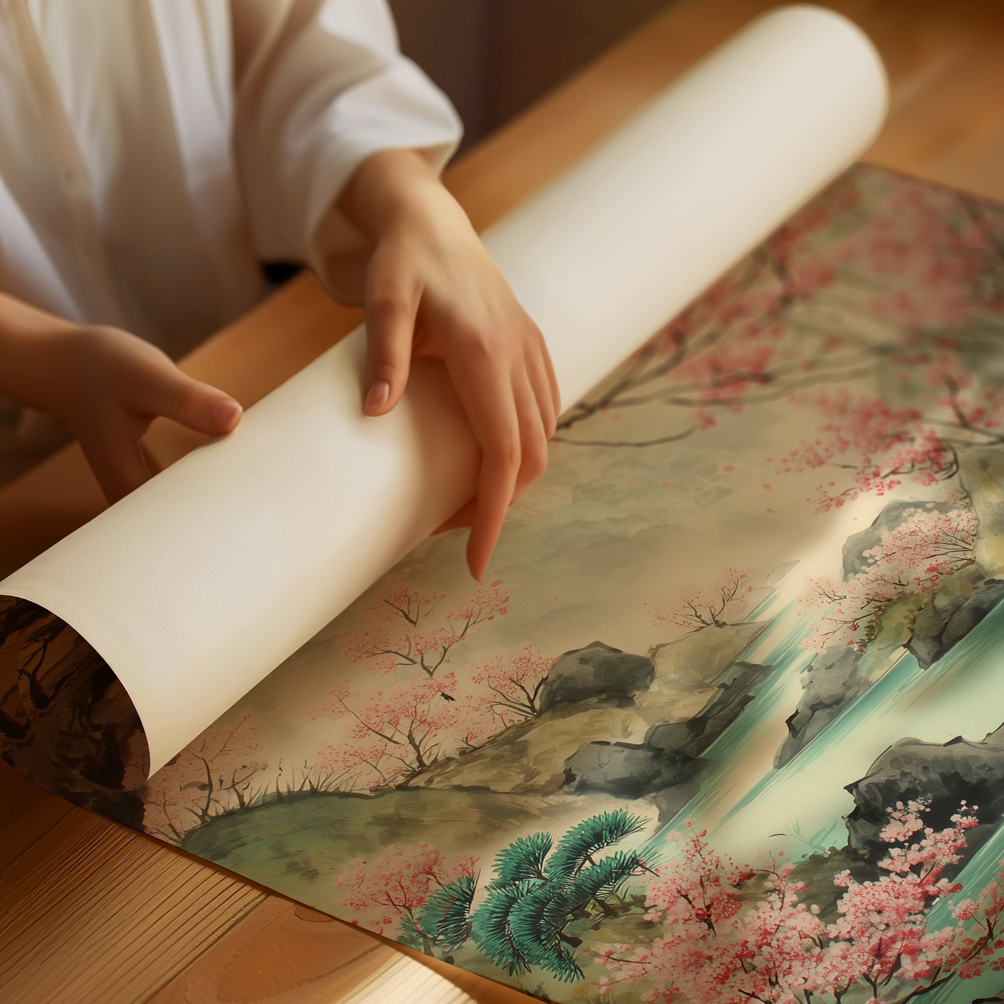 Cherry Blossoms Paint River's Journey