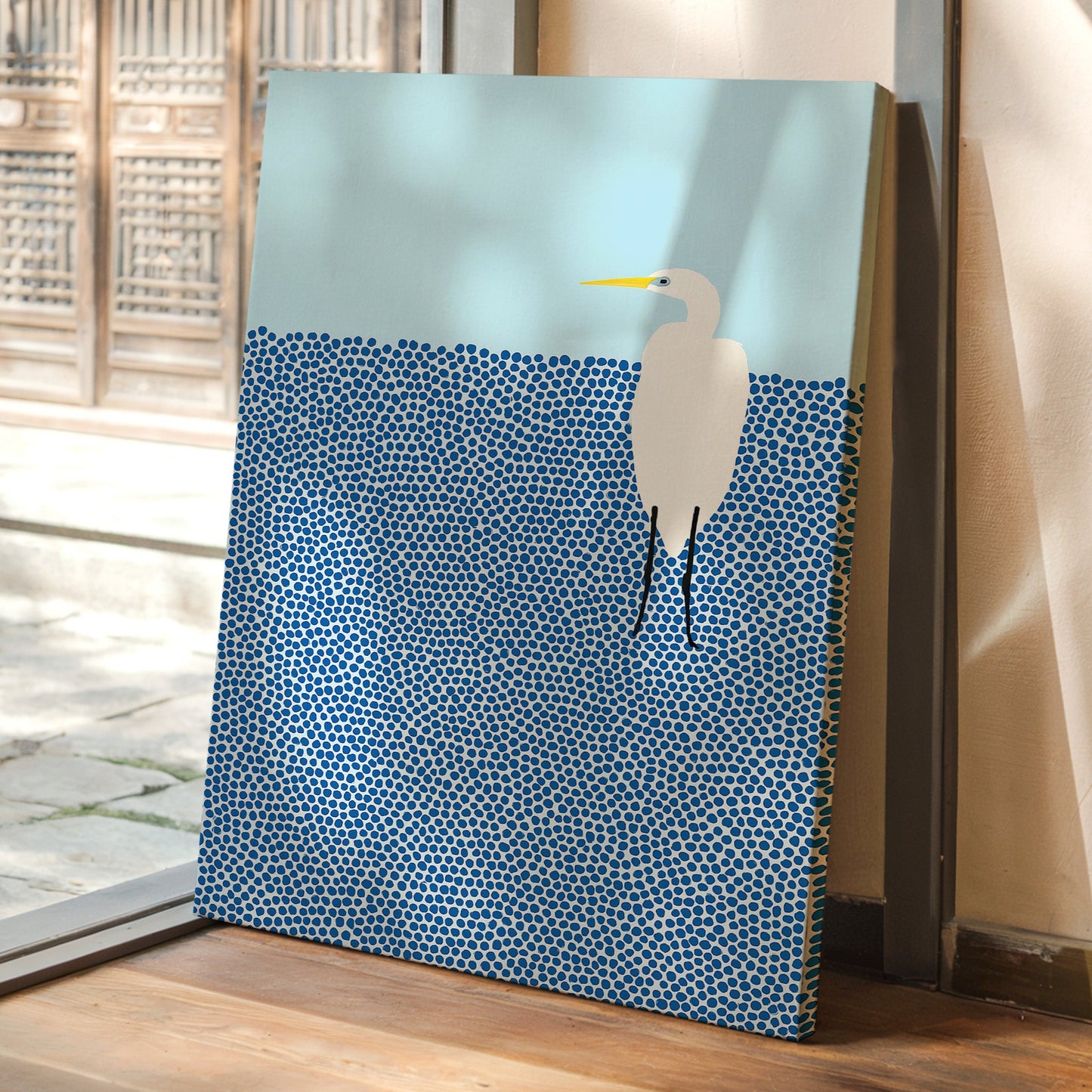 Egret in Blue Dotted Waters