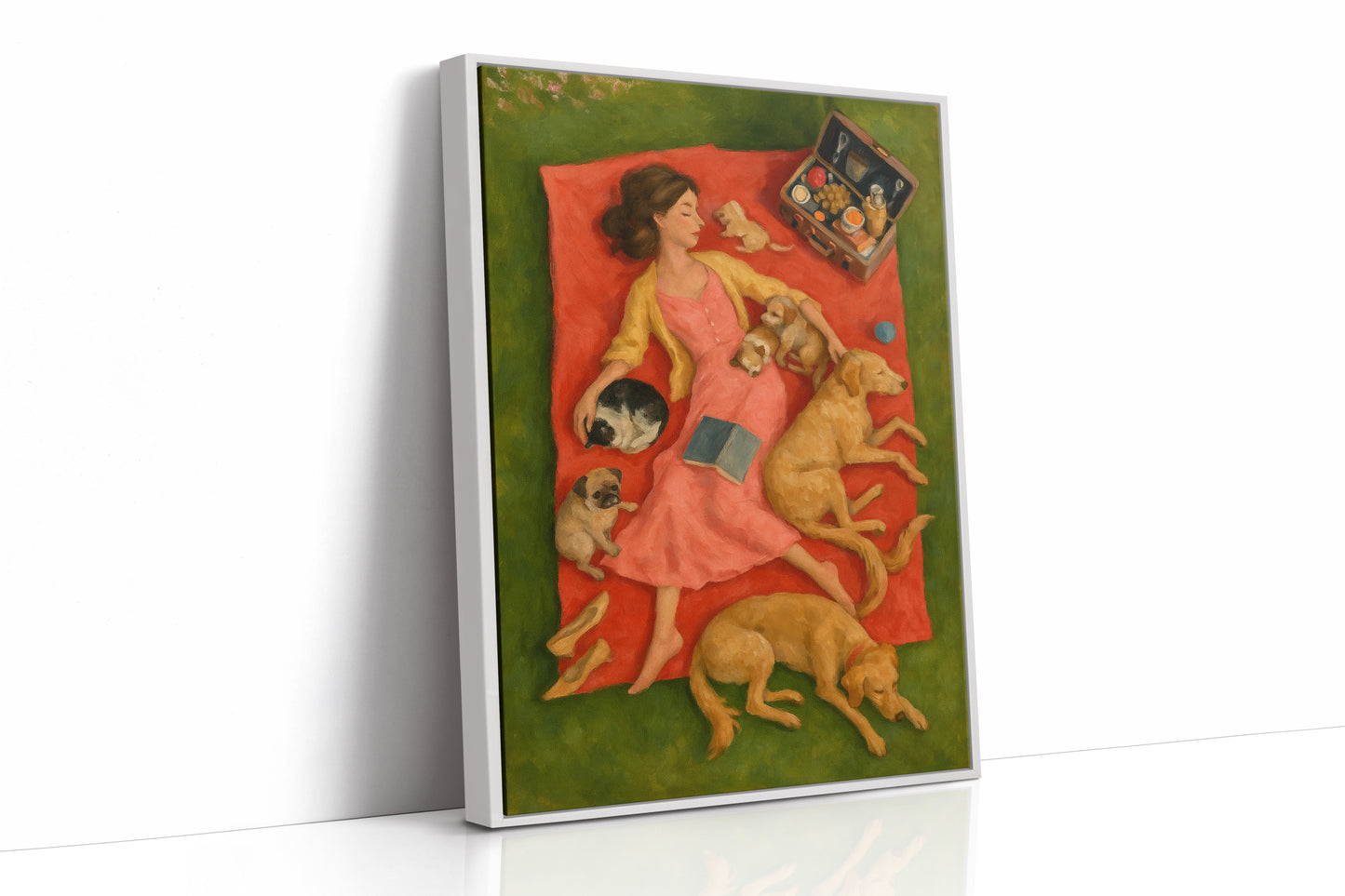 Picnic Nap with Dogs and a Book