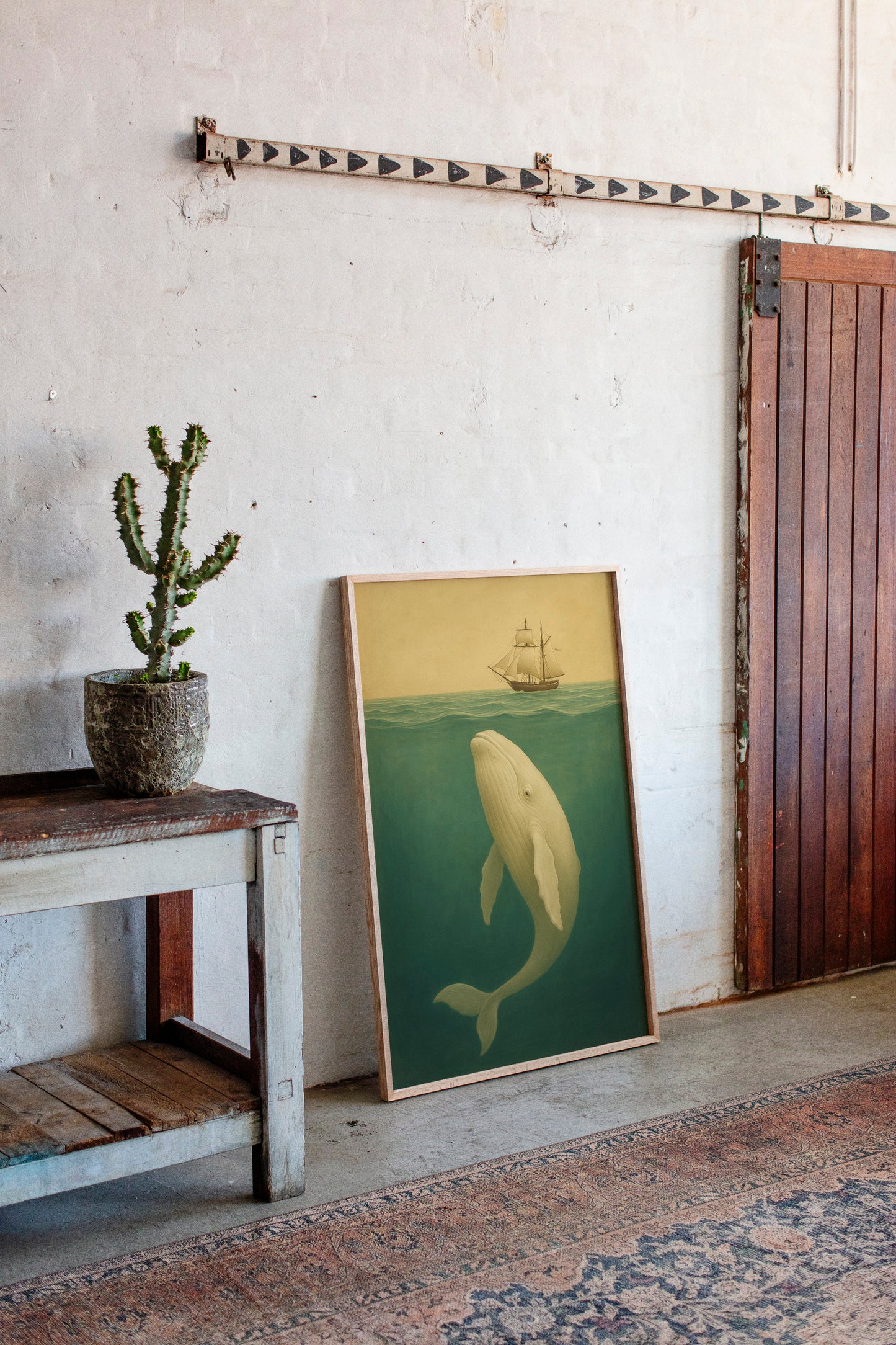 Whale Beneath the Golden Horizon