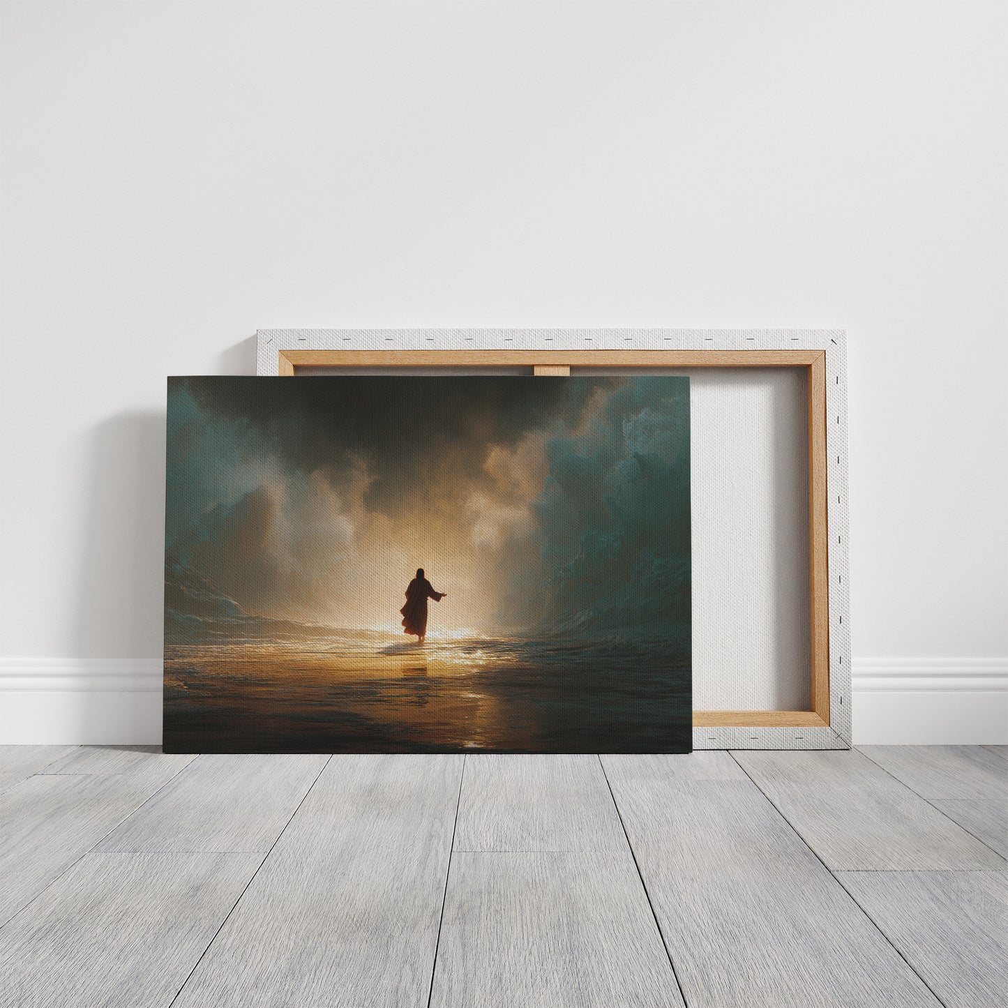 Solitary Figure Faces Rising Tide