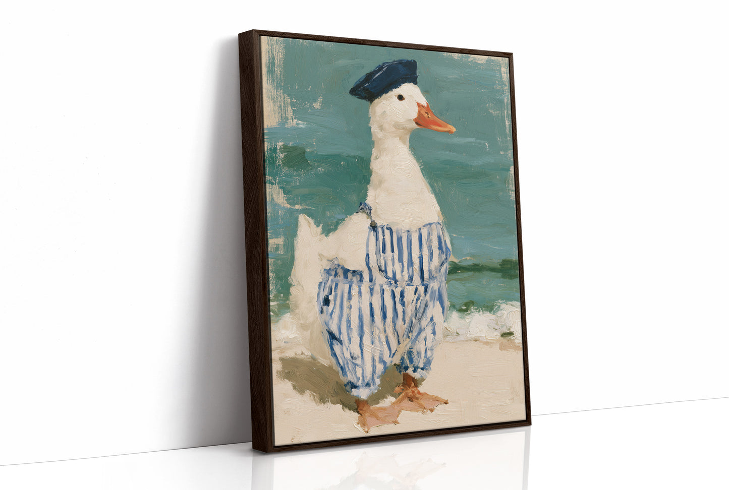 Beret Duck Strolling Beach