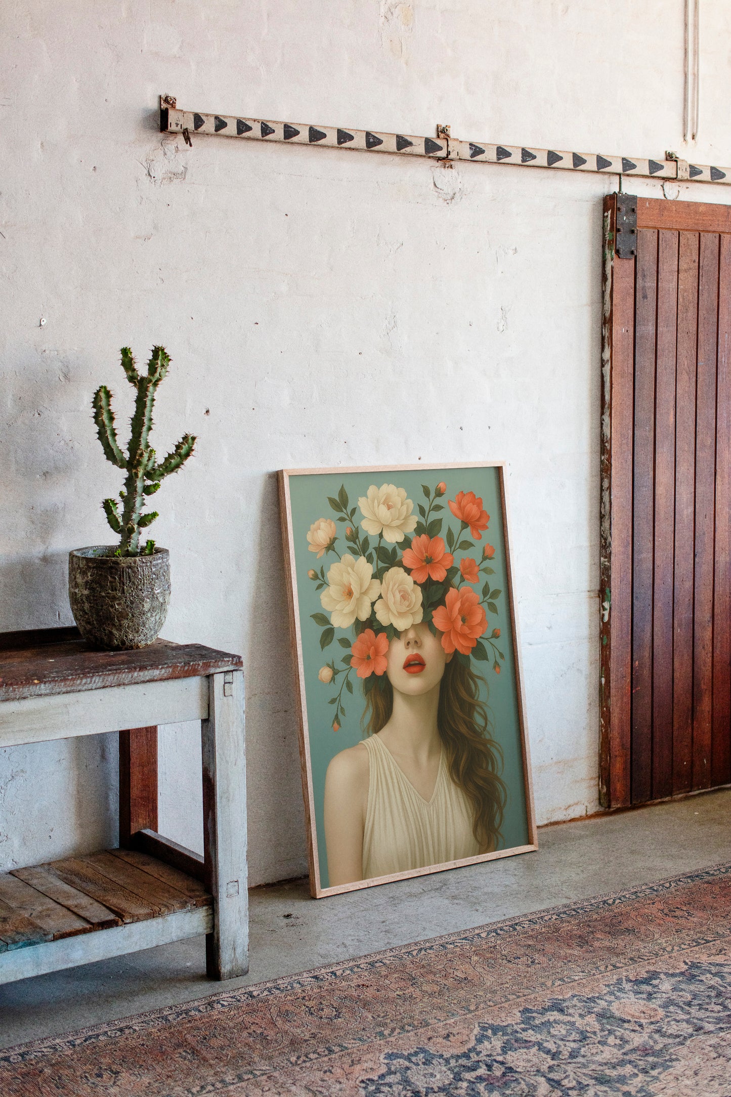 Flourish in Coral and Cream