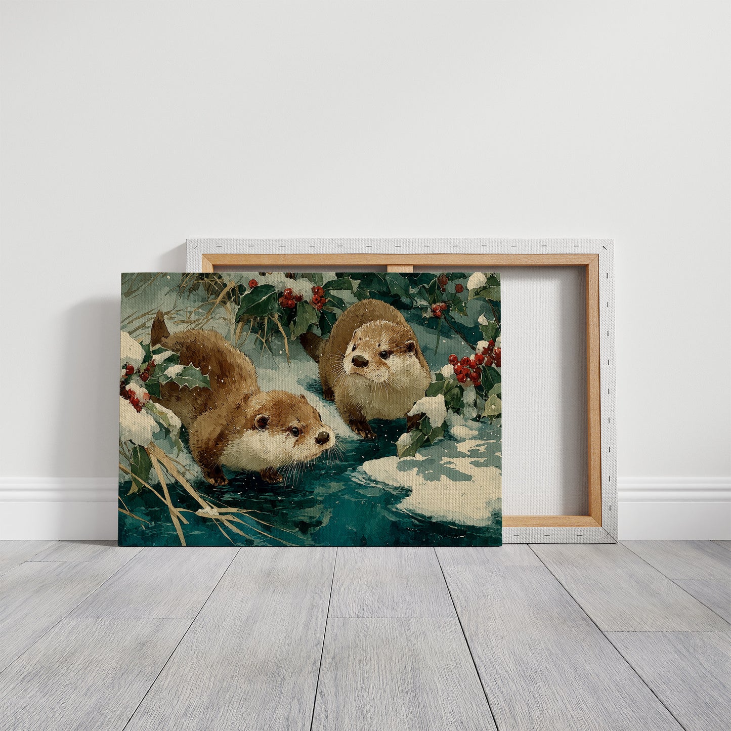 Two Otters, One Winter Stream