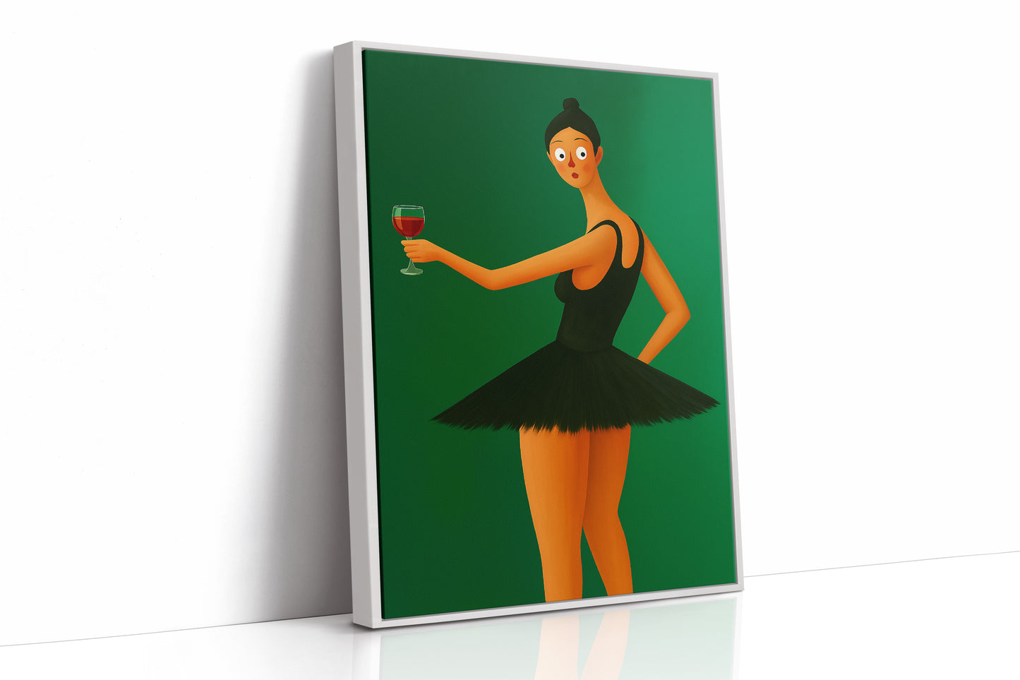 Surprised Ballerina with Wine Glass