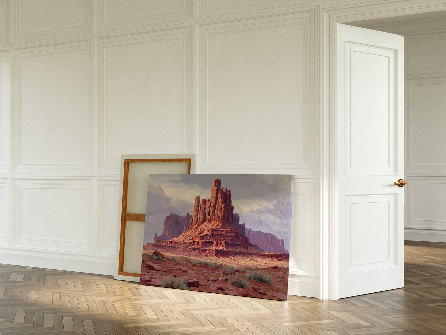 Red Towers Rise Through Purple Sky