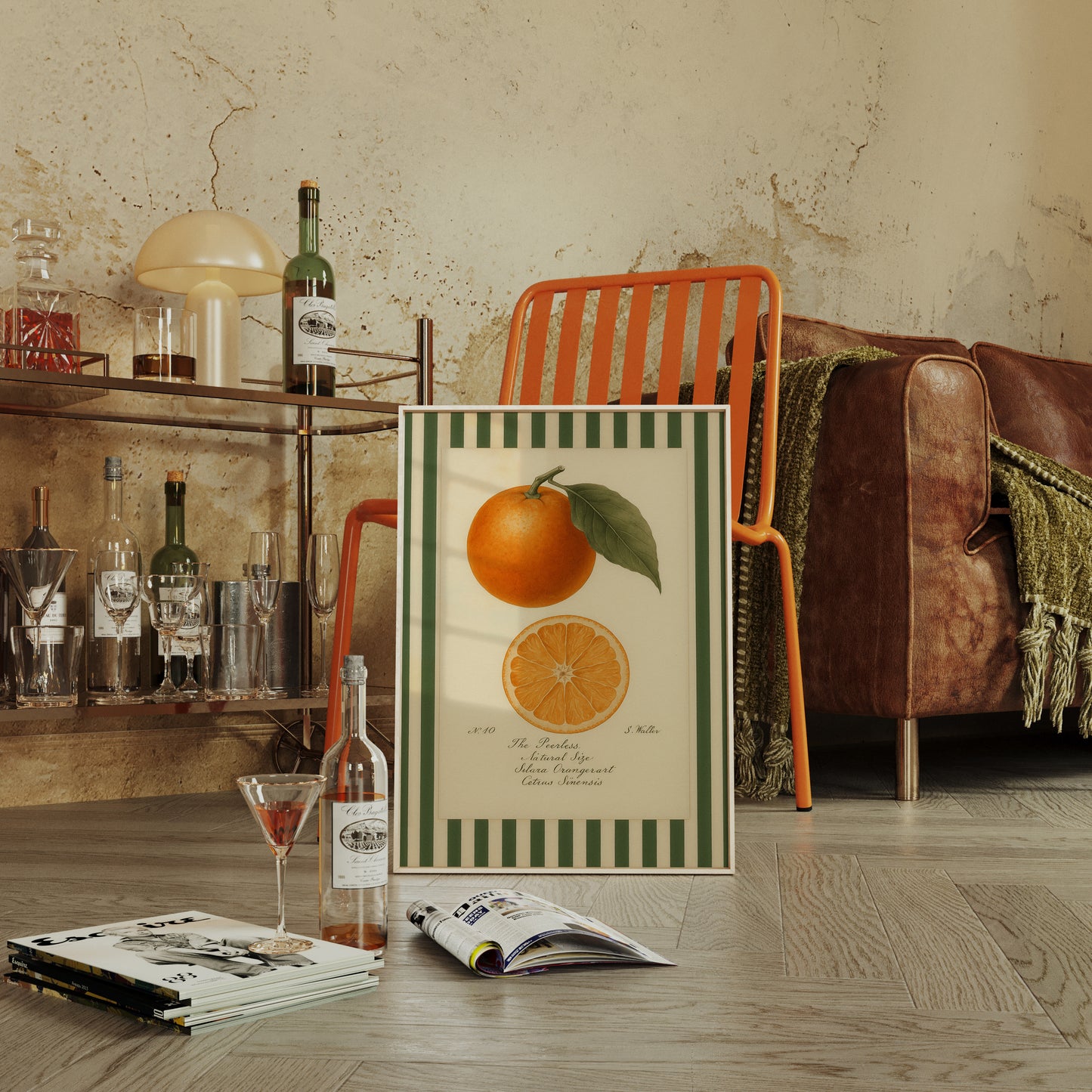 Vintage Orange Slice Botanical Study