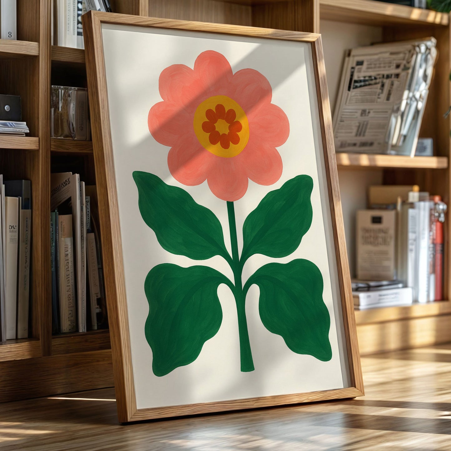 Sunny Bloom in Coral and Green