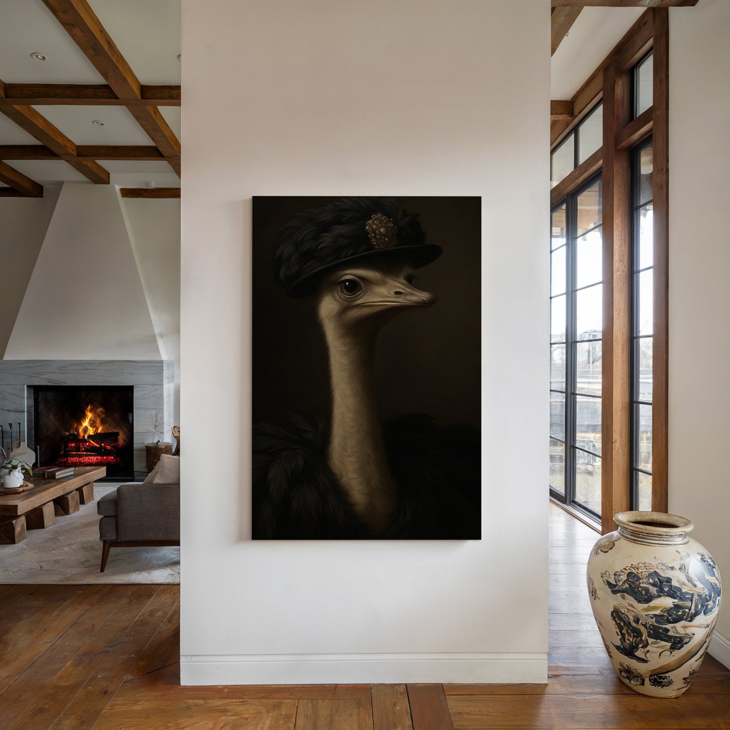 Ostrich in a Feathered Hat