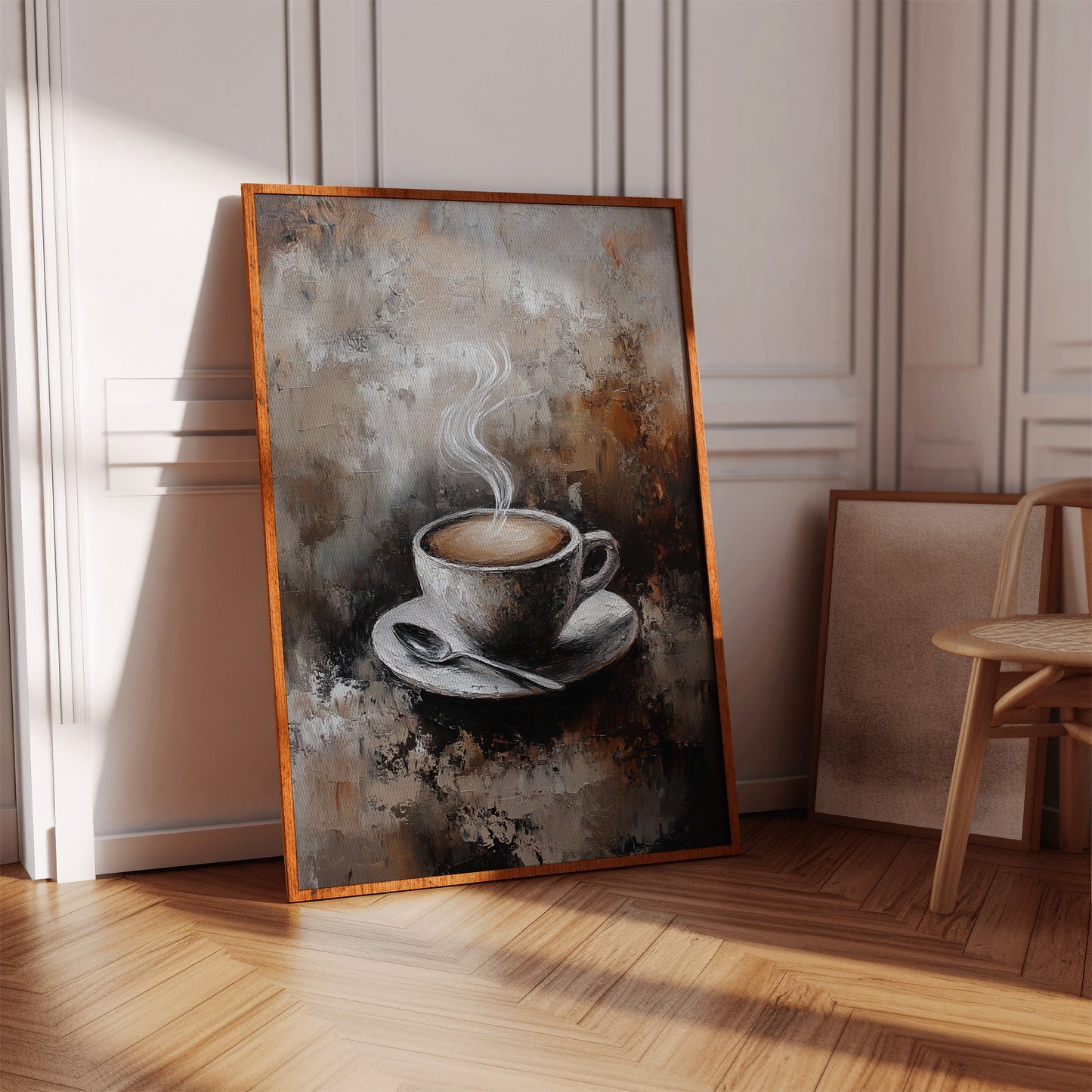 Steaming Coffee Cup Canvas Art - Rustic Kitchen Decor - Gallery Canvas image 11