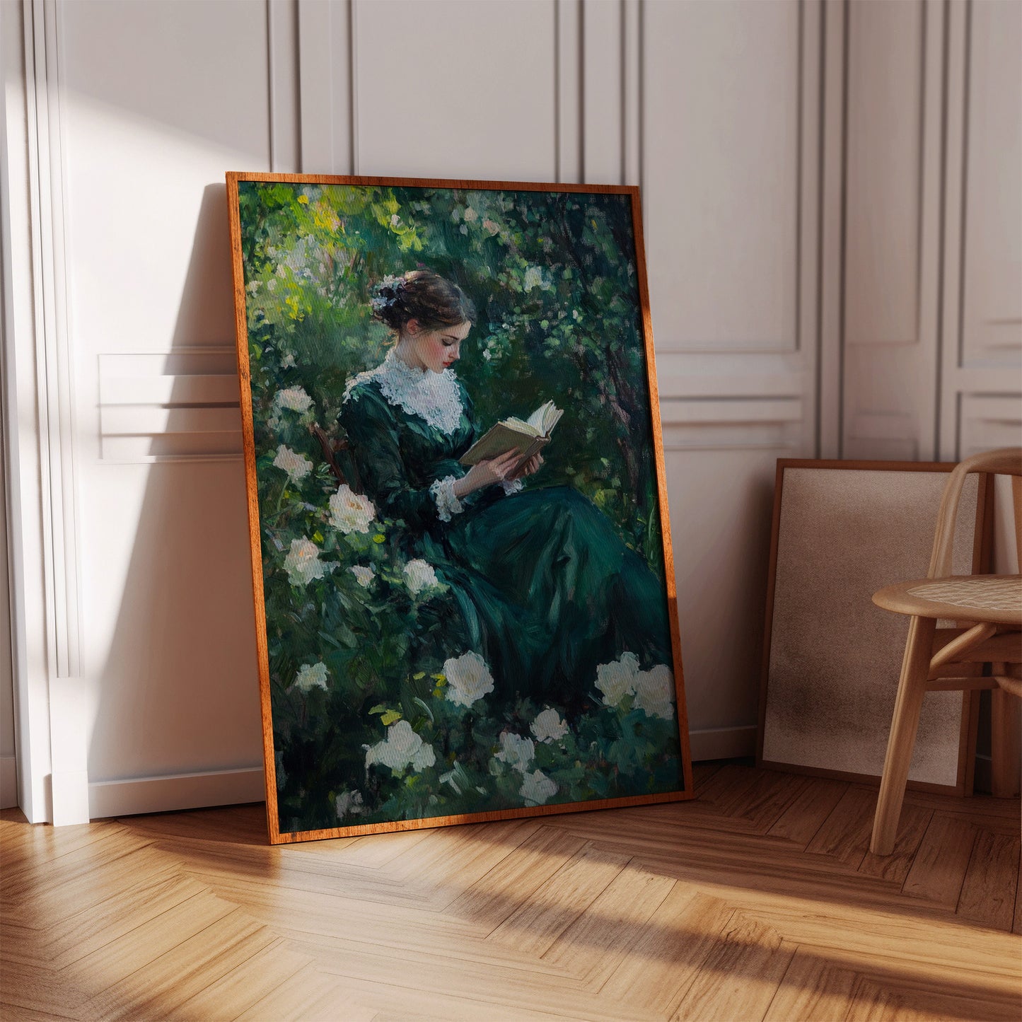 Victorian Lady Reading Portrait - Romantic Garden Art - Gallery Canvas image 13