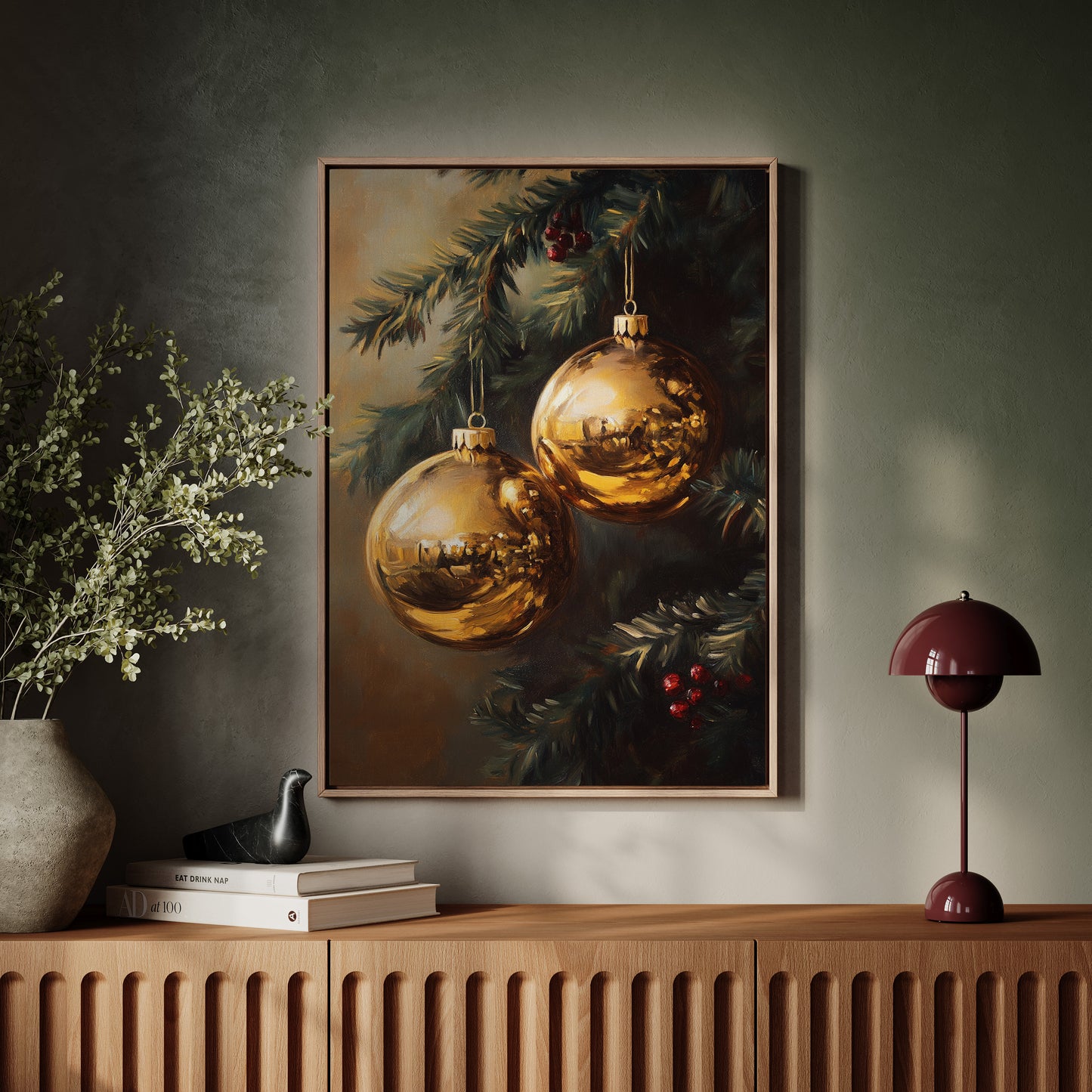 Golden Orbs of Winter's Embrace
