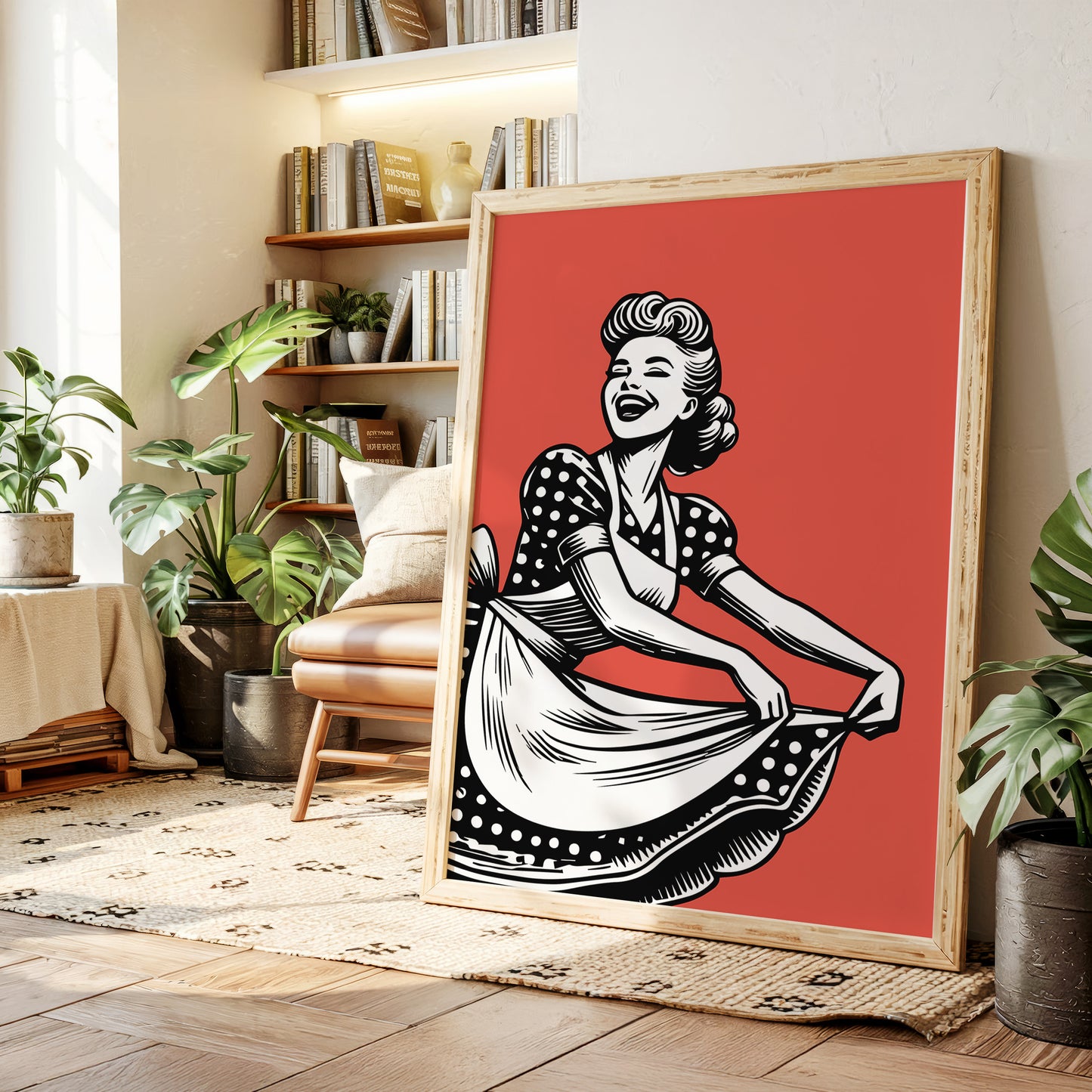 Polka Dots Dance Through Ruby Skies