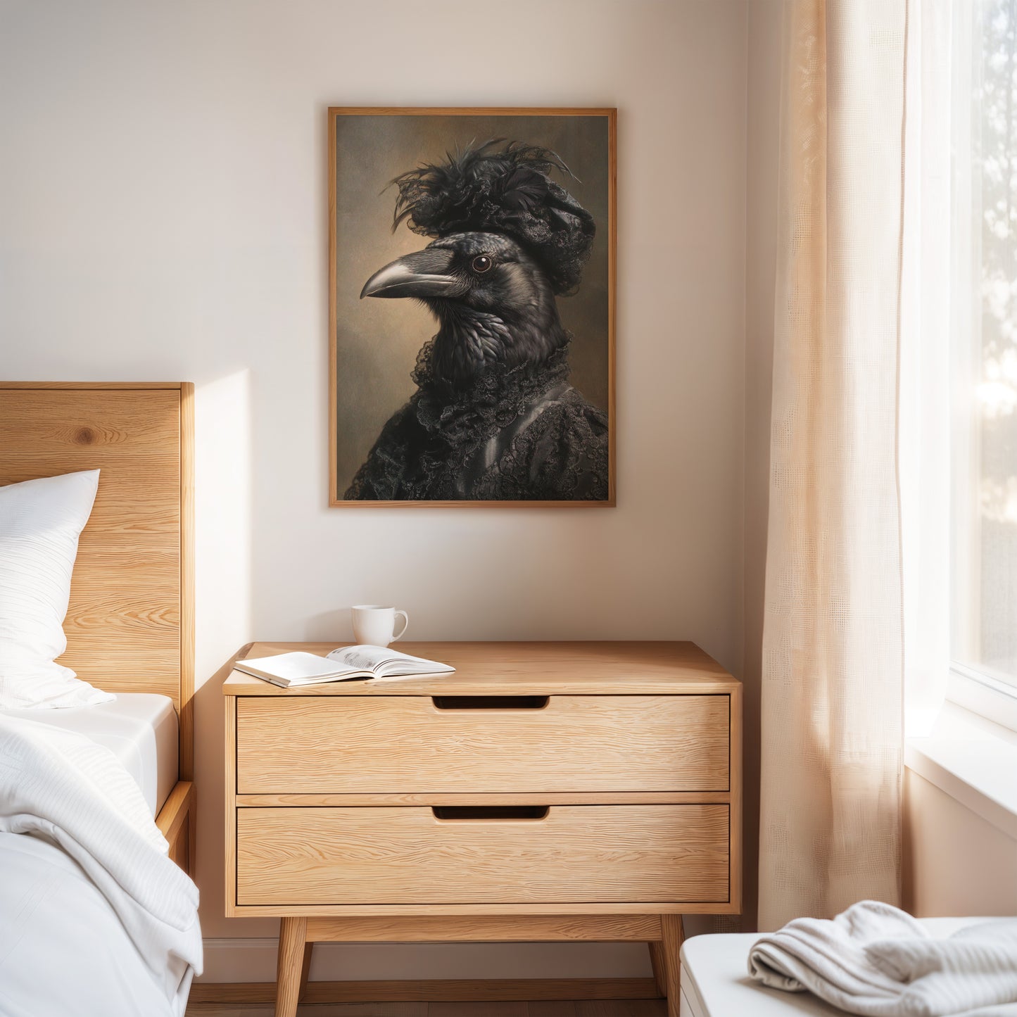 Elegantly Dressed Raven in Lace