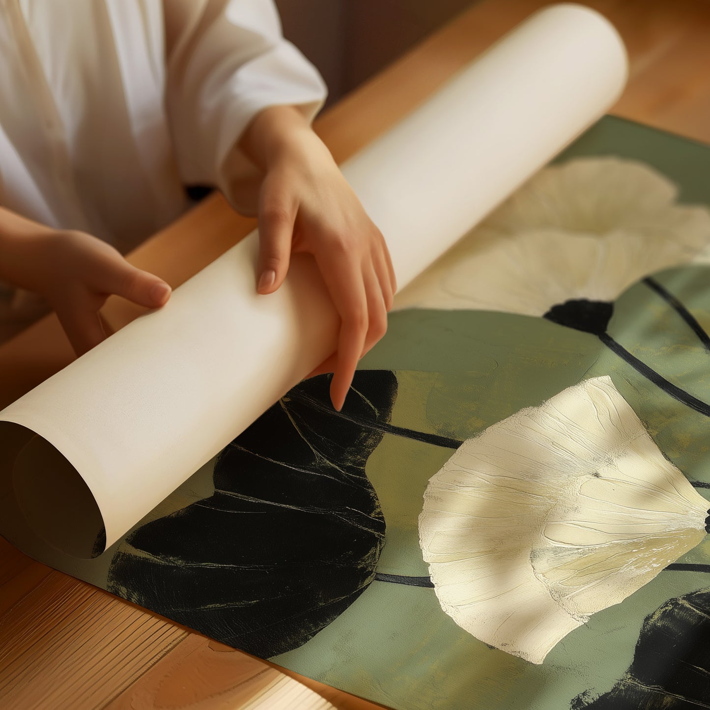 Ivory Petals Dance In Jade