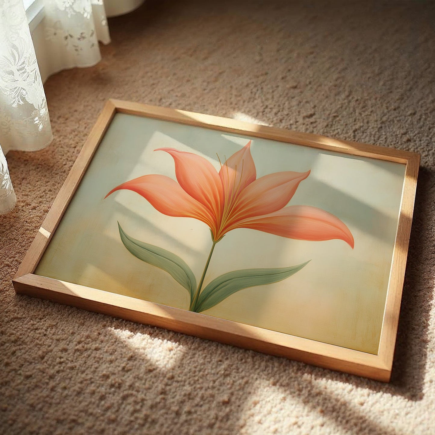 Coral Lily Basks In Golden Hour