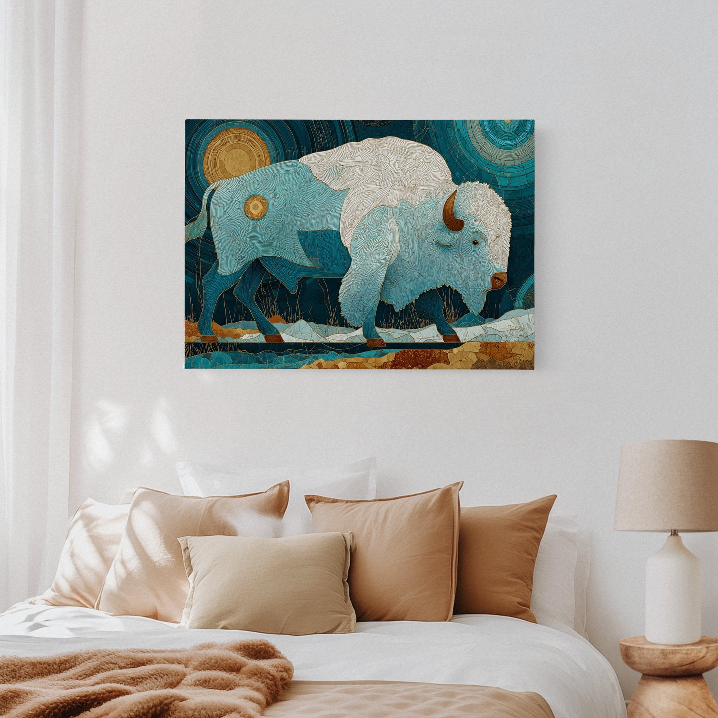 Sacred Bison Under Celestial Moons