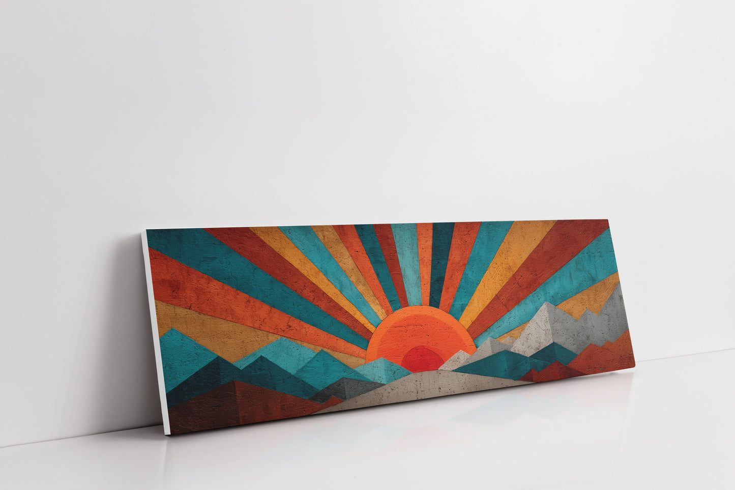 Retro Sunrise Over Painted Peaks