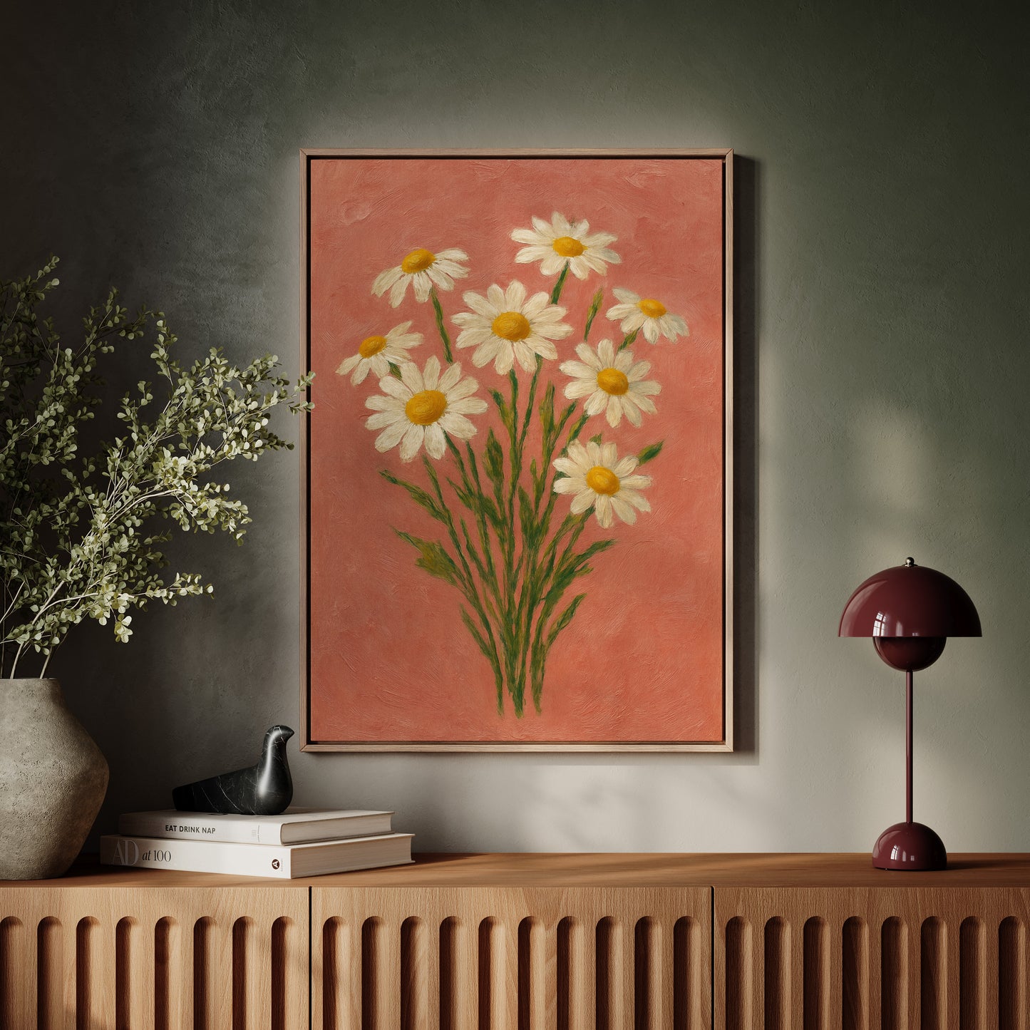 Wild Daisies on Blush Canvas
