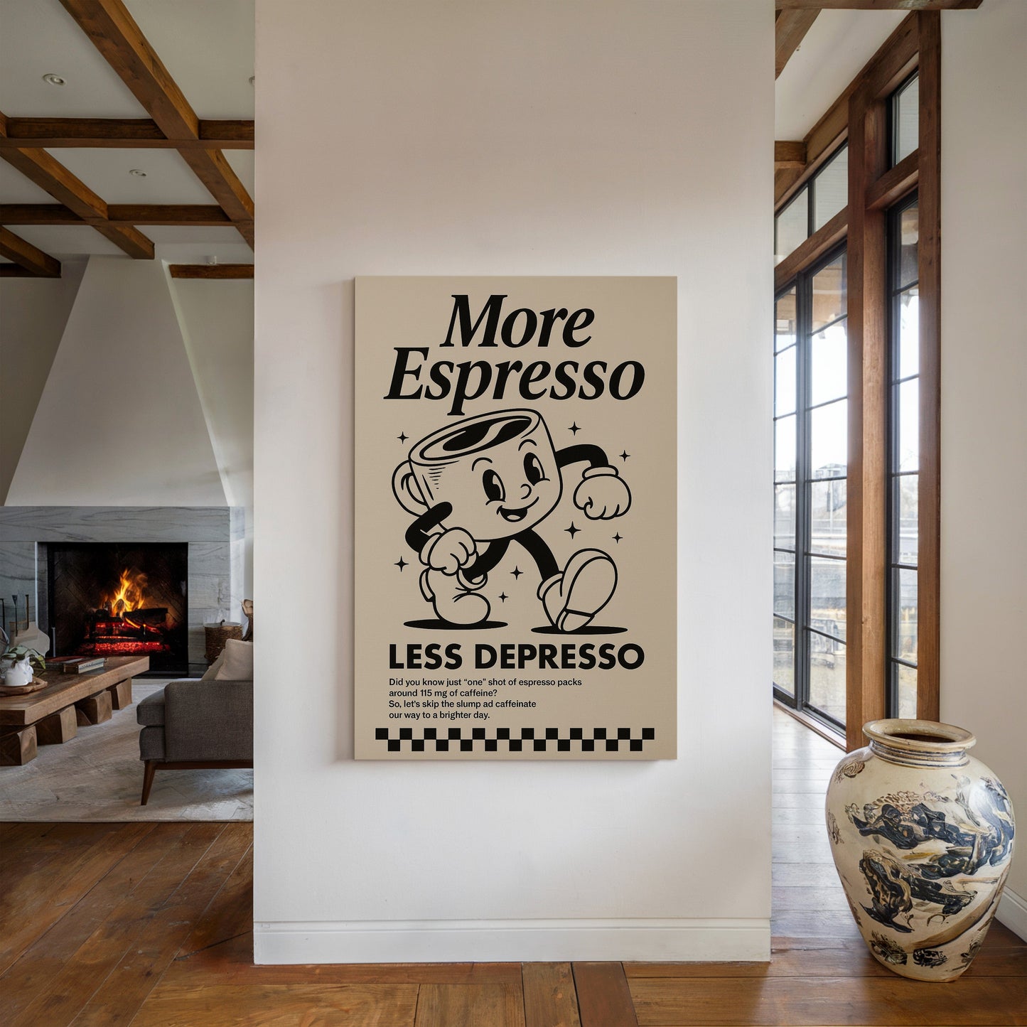 More Espresso, Less Depresso – Vintage Coffee Poster Print