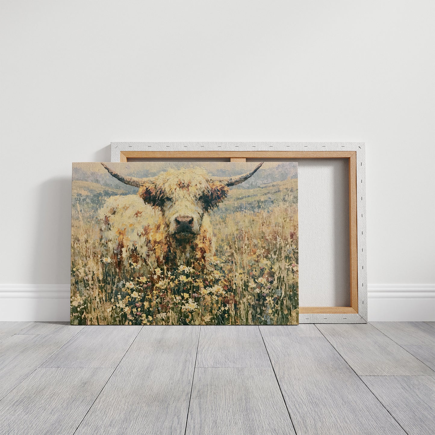 Highland Cow in Wildflowers