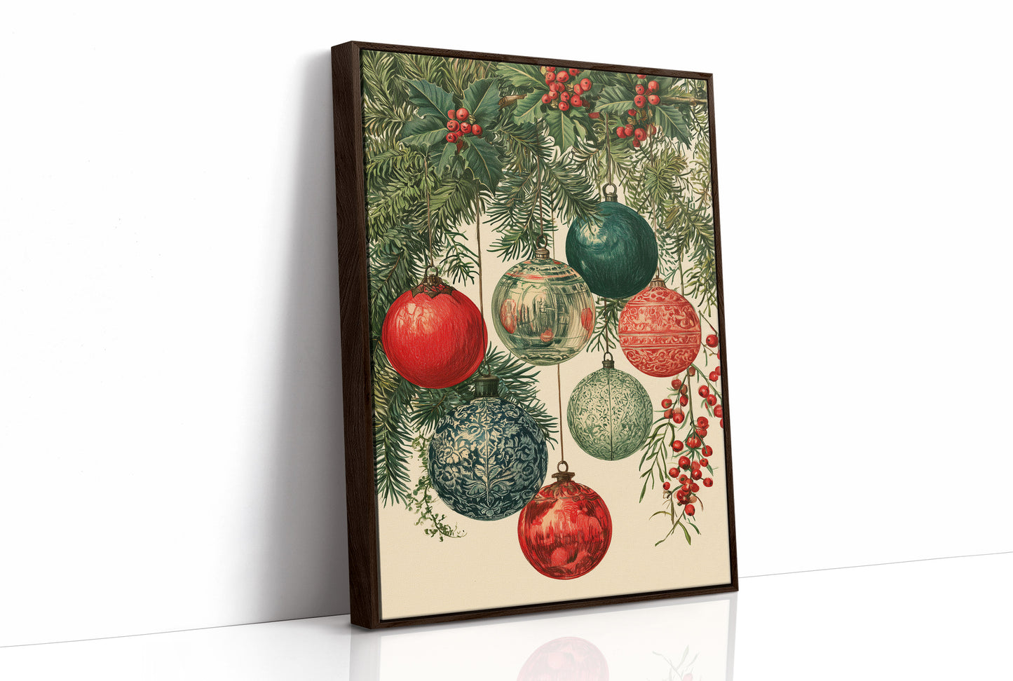 Vintage Glass Ornaments & Holly