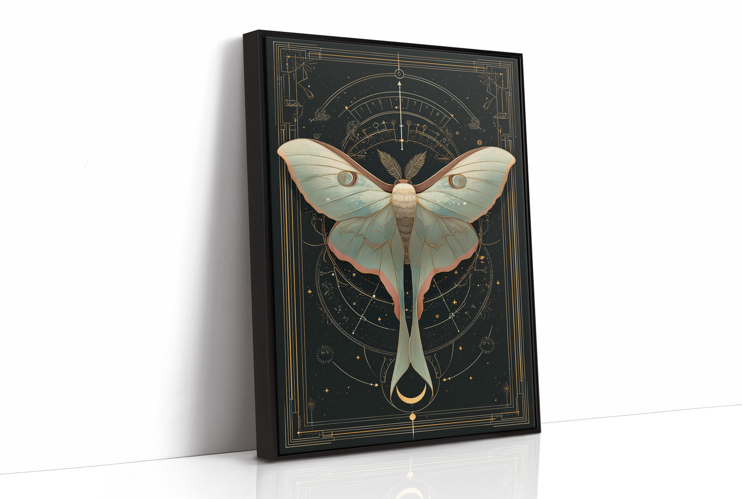 Luna Moth Under Golden Stars