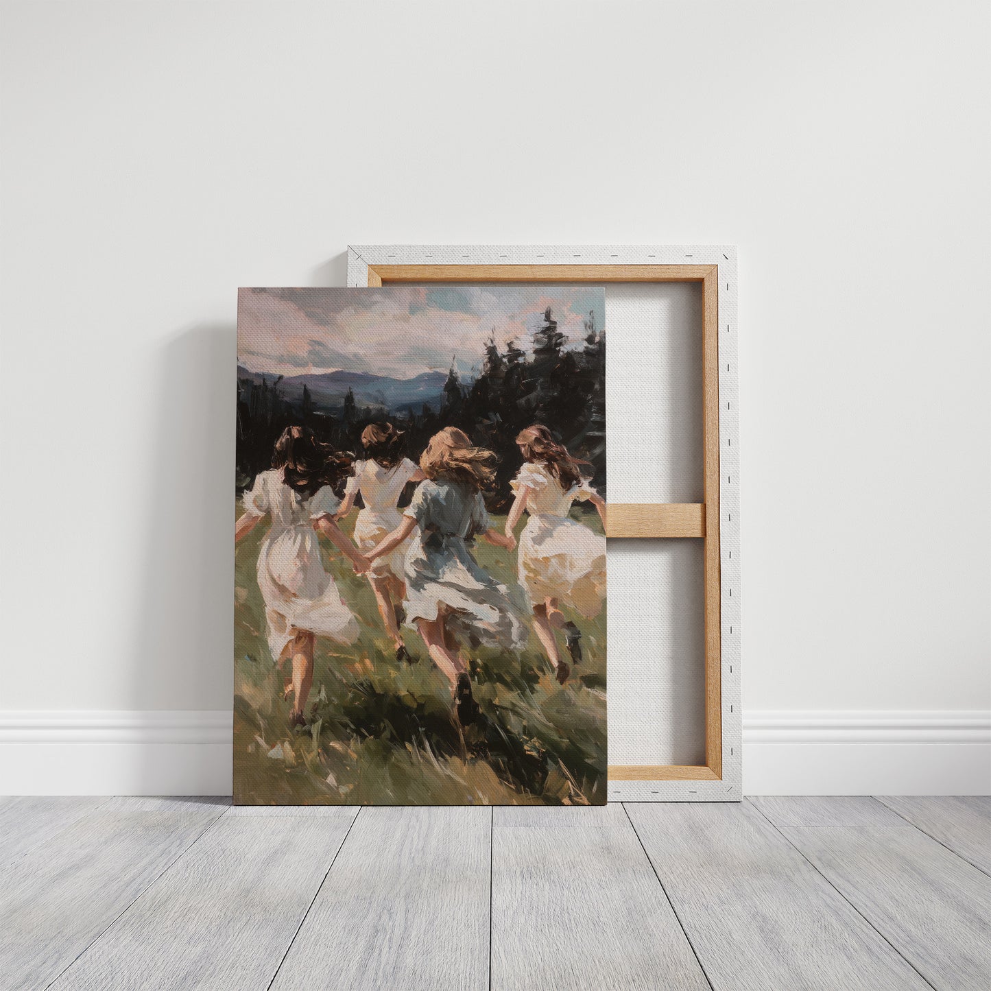 Summer Girls Rush Toward Mountains