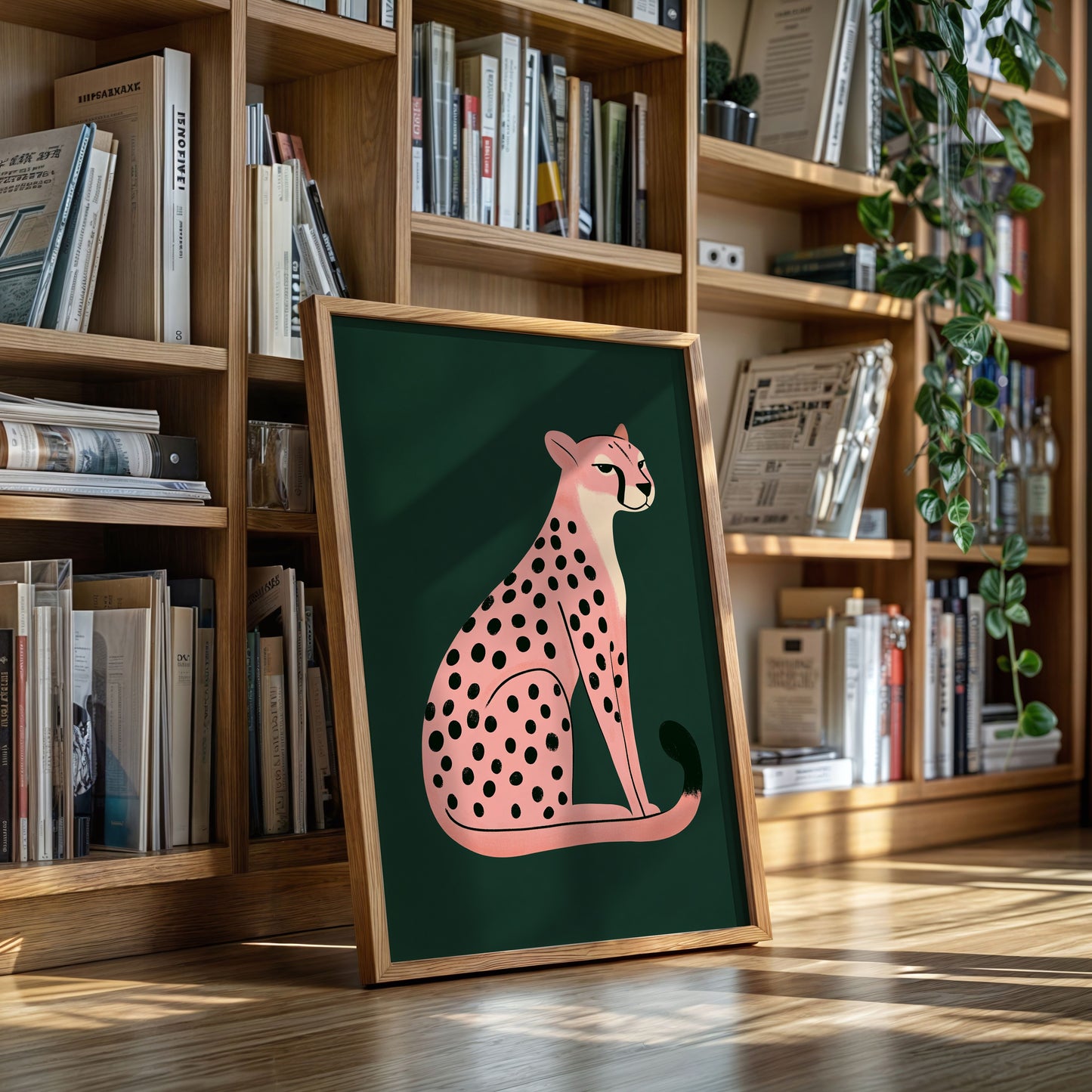 Sassy Coral Cheetah Illustration