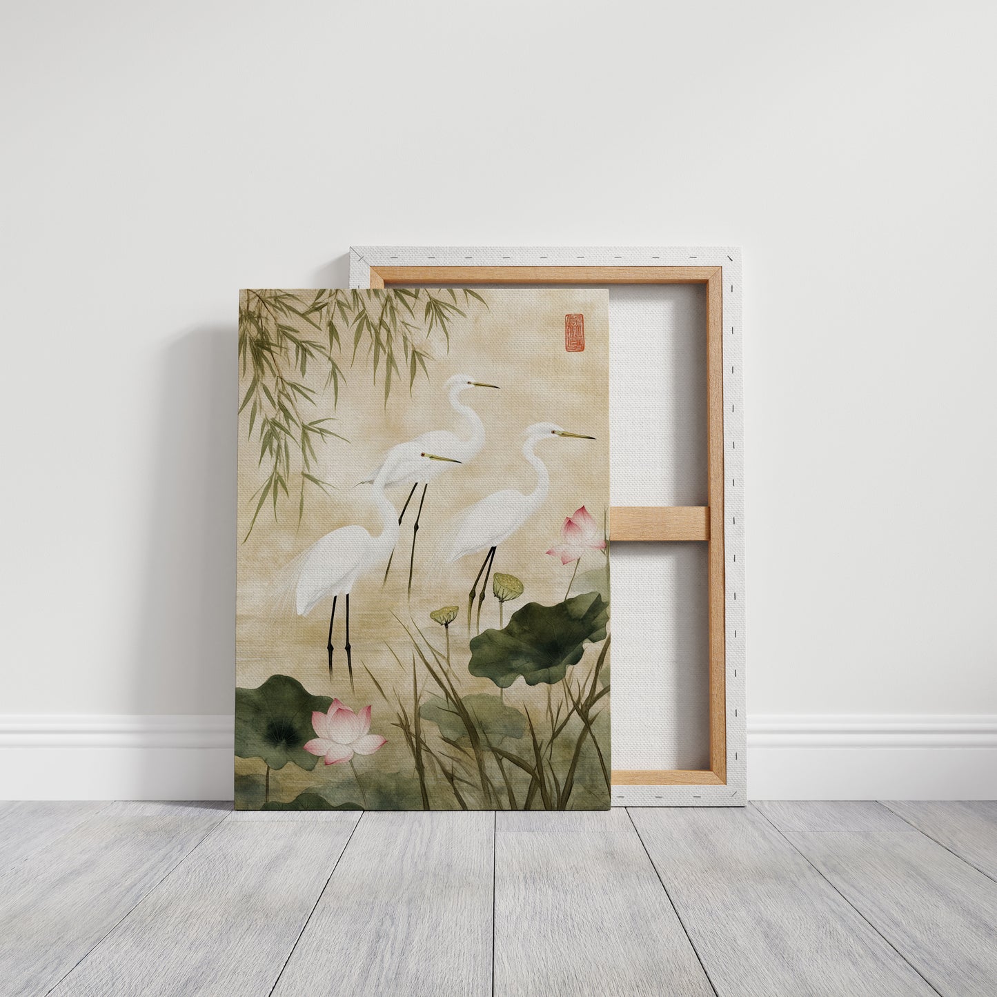 Japanese Egret Wall Art – Elegant Minimalist Nature Print