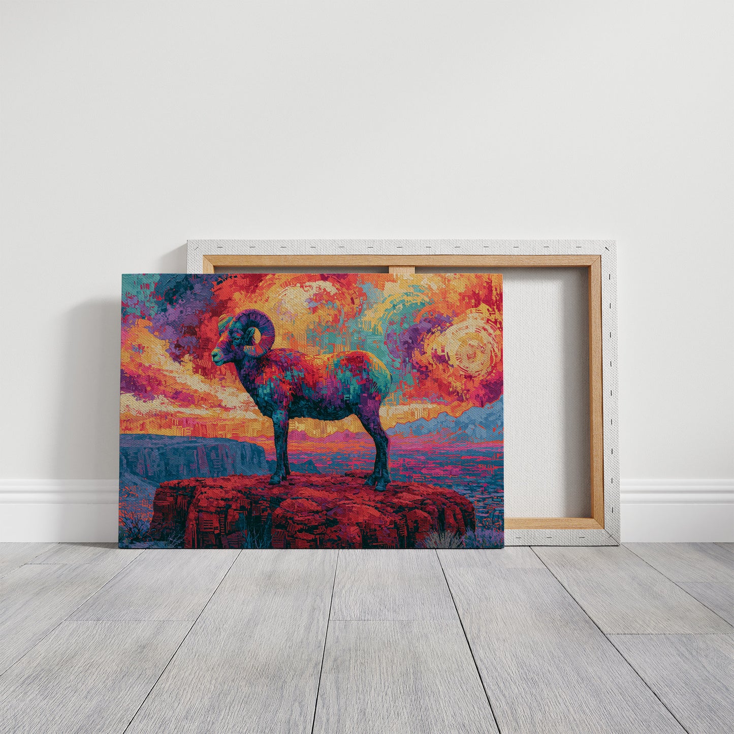 Bighorn Ram, Canyon Sky Ablaze