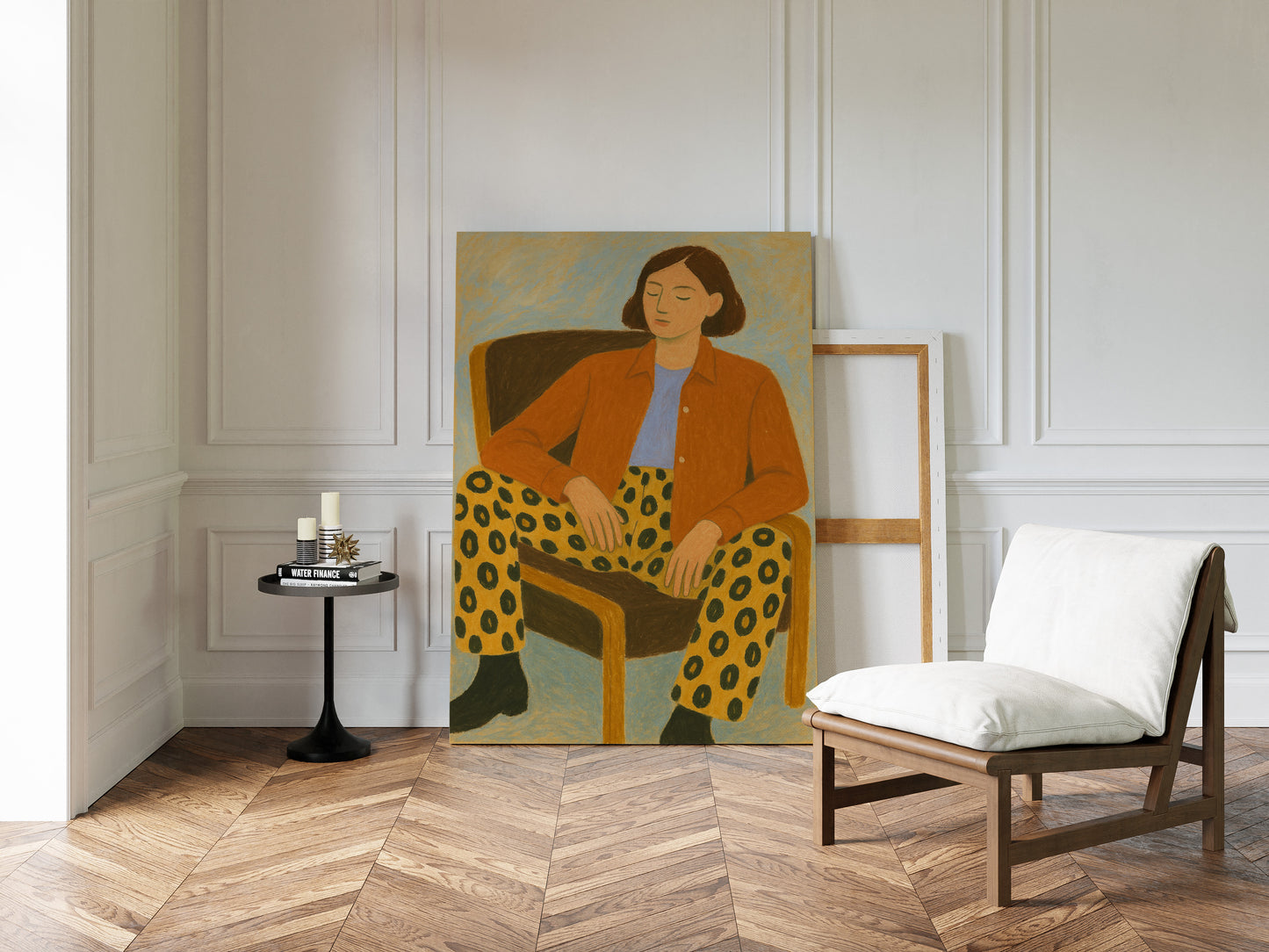 Still Moment in Patterned Pants