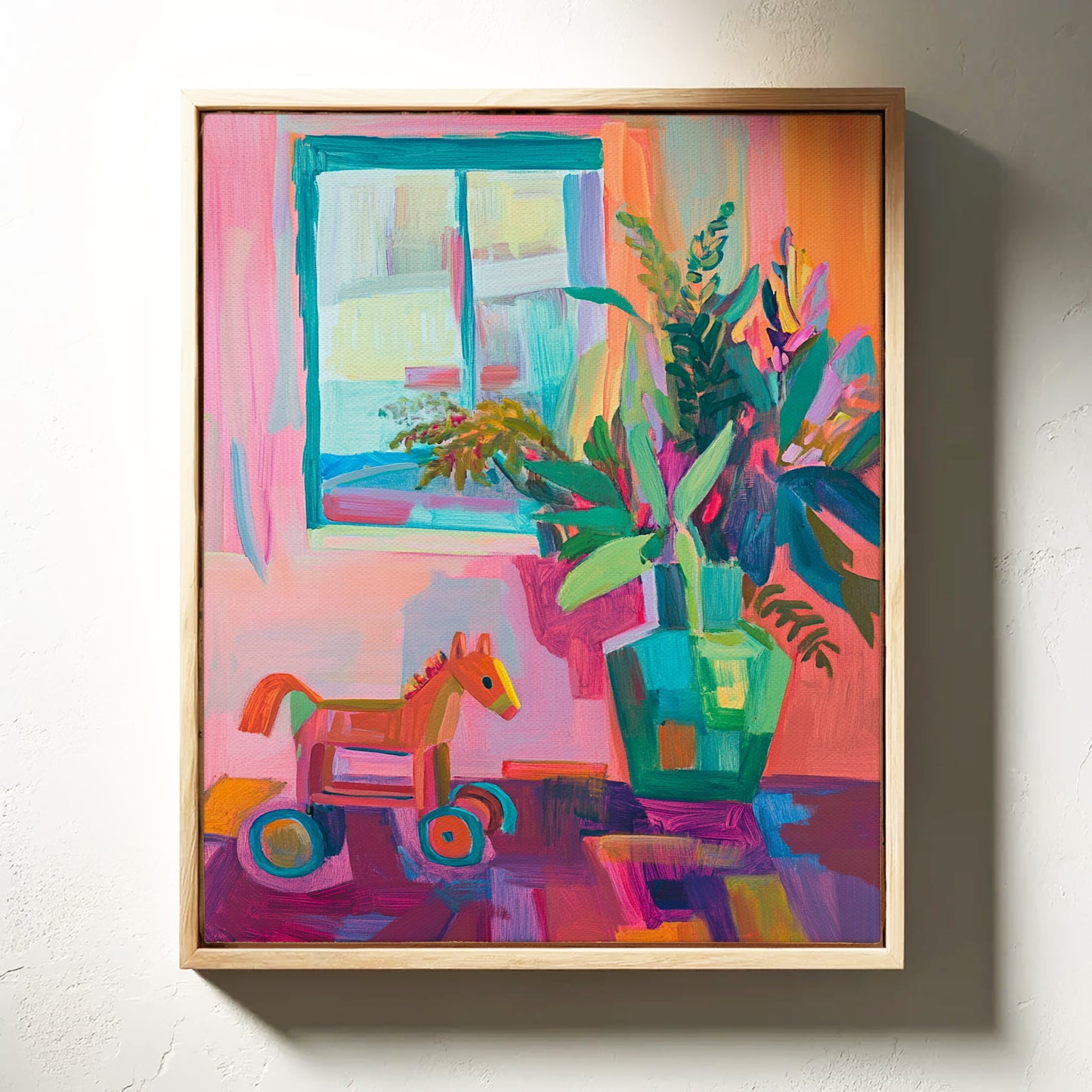 Wooden Horse By Summer Window