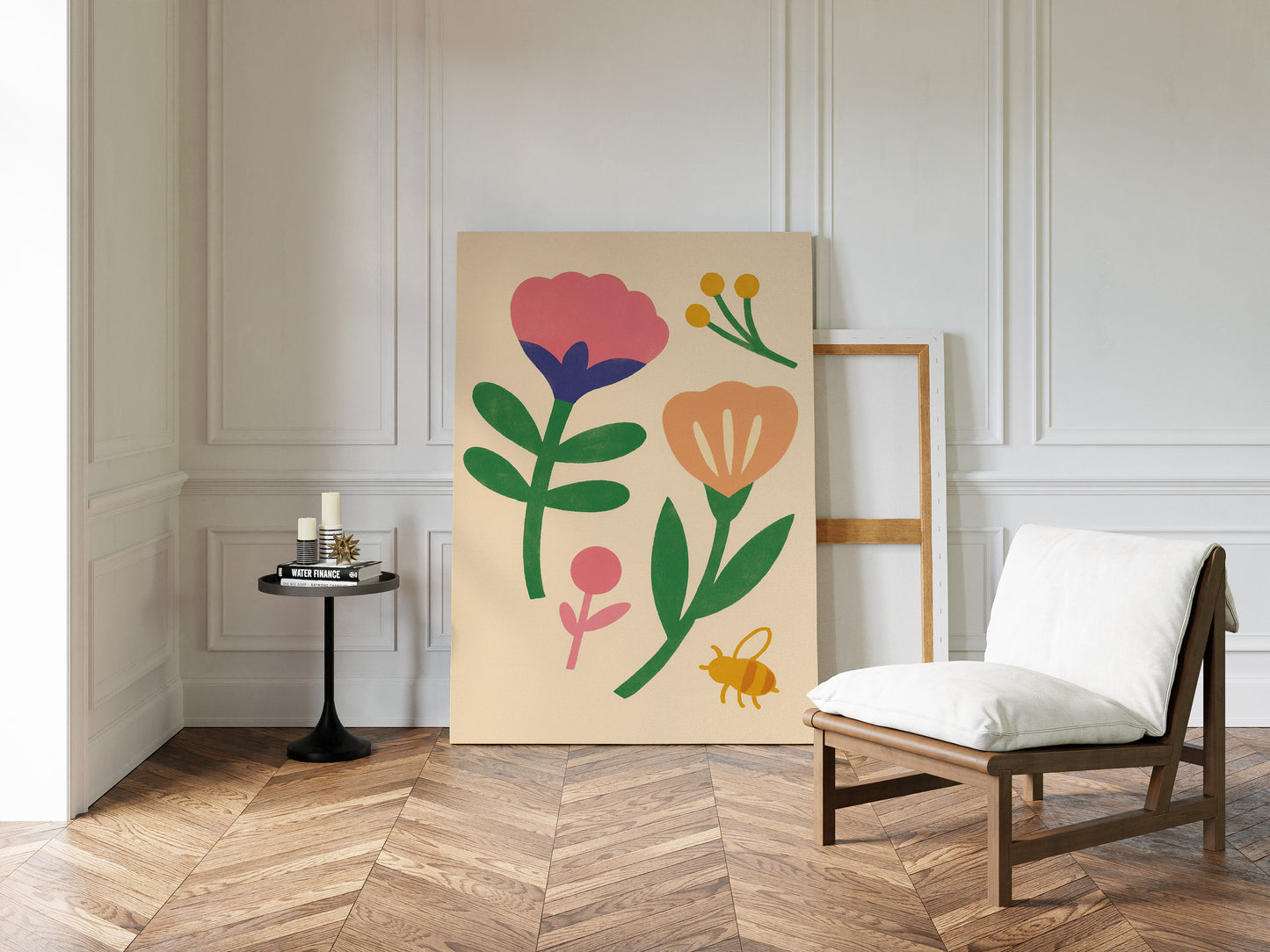 Bumblebee and Blossoms on Cream