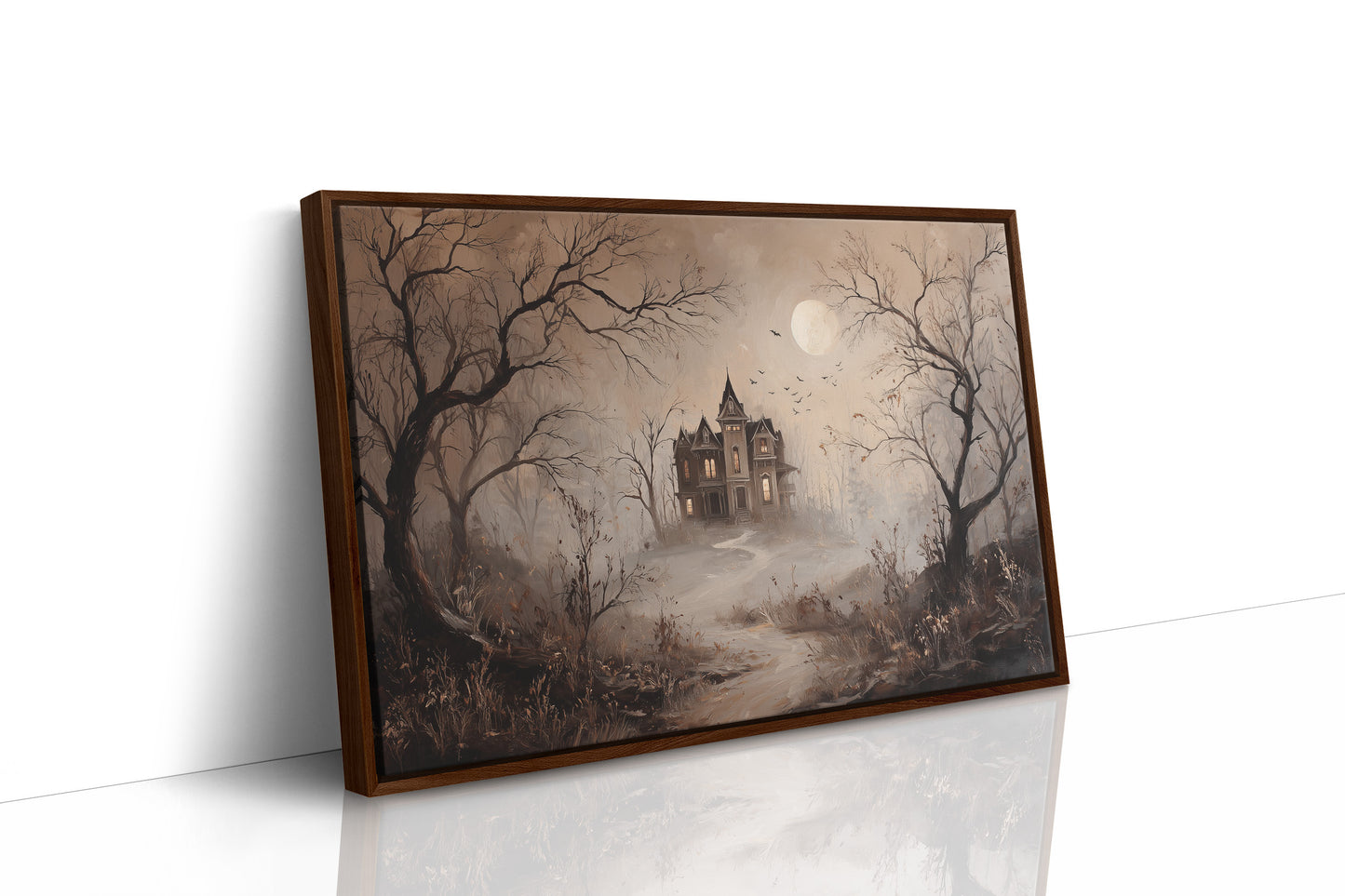 Fogbound Manor Under Moonlight