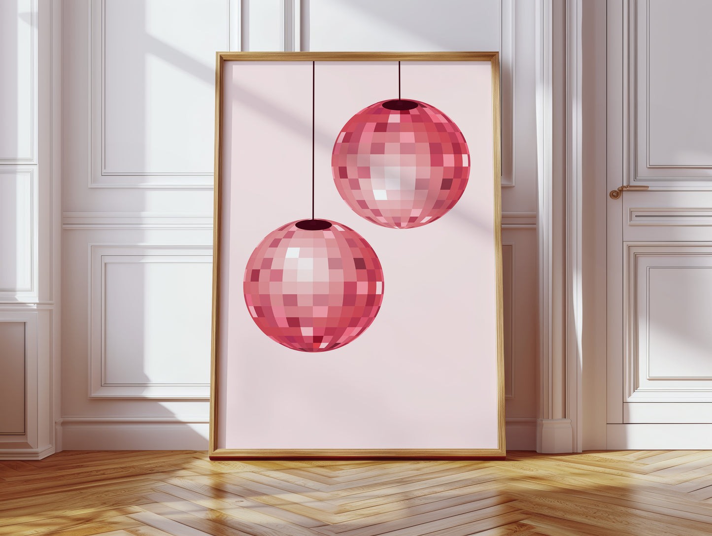 Rose Disco Spheres Catch Morning Light