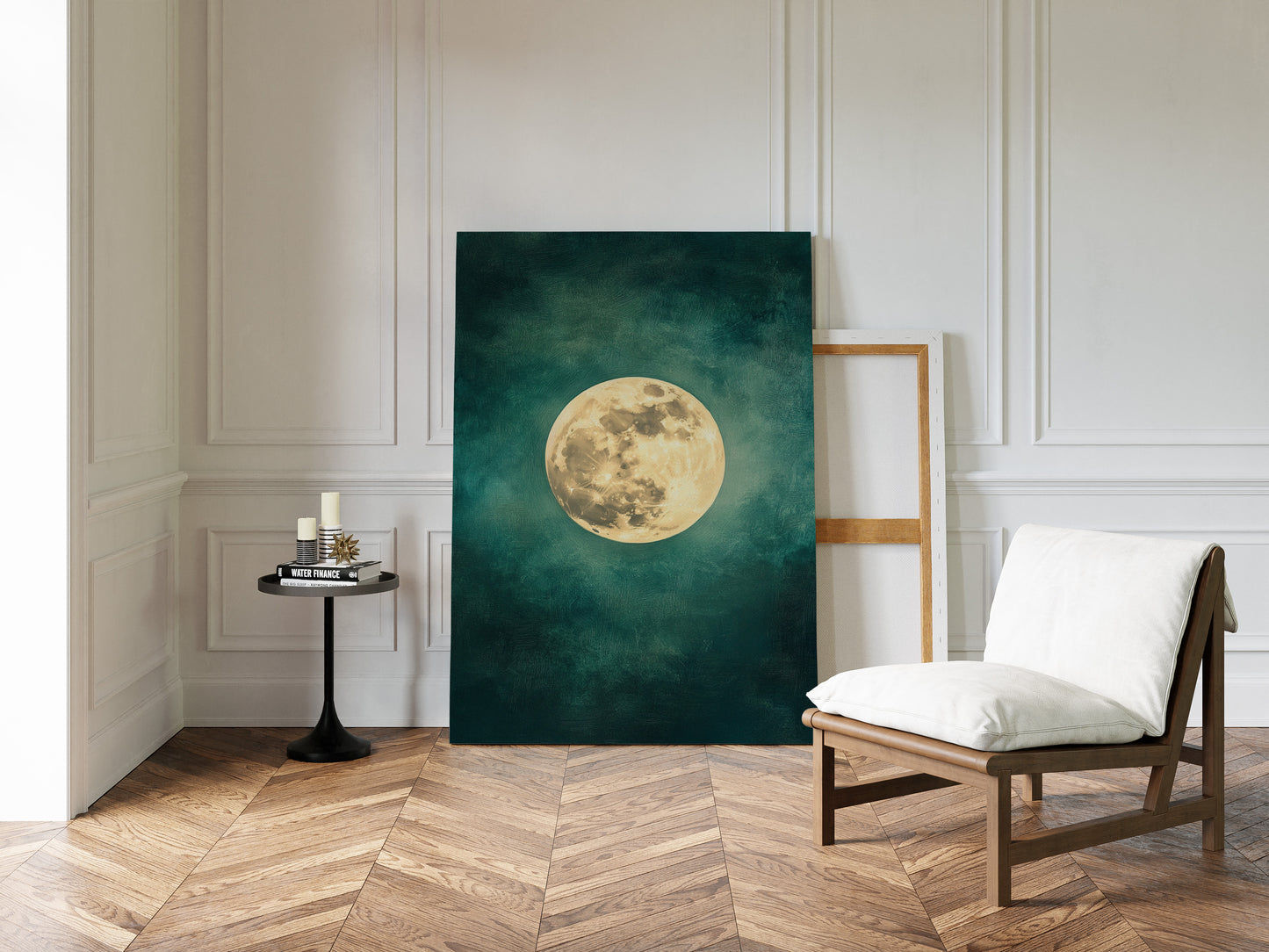 Full Moon Rising in Emerald Sky