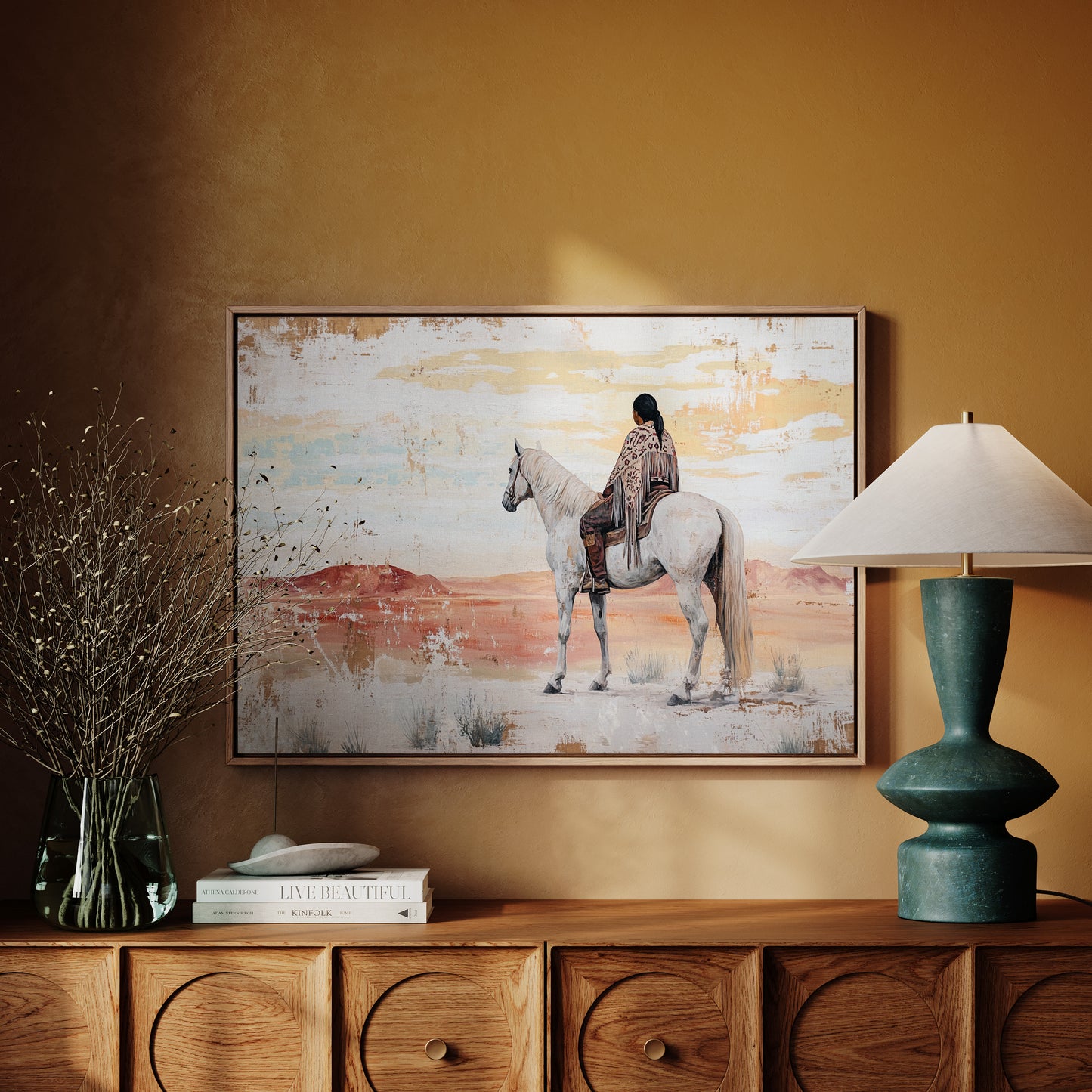 Desert Watcher on White Horse