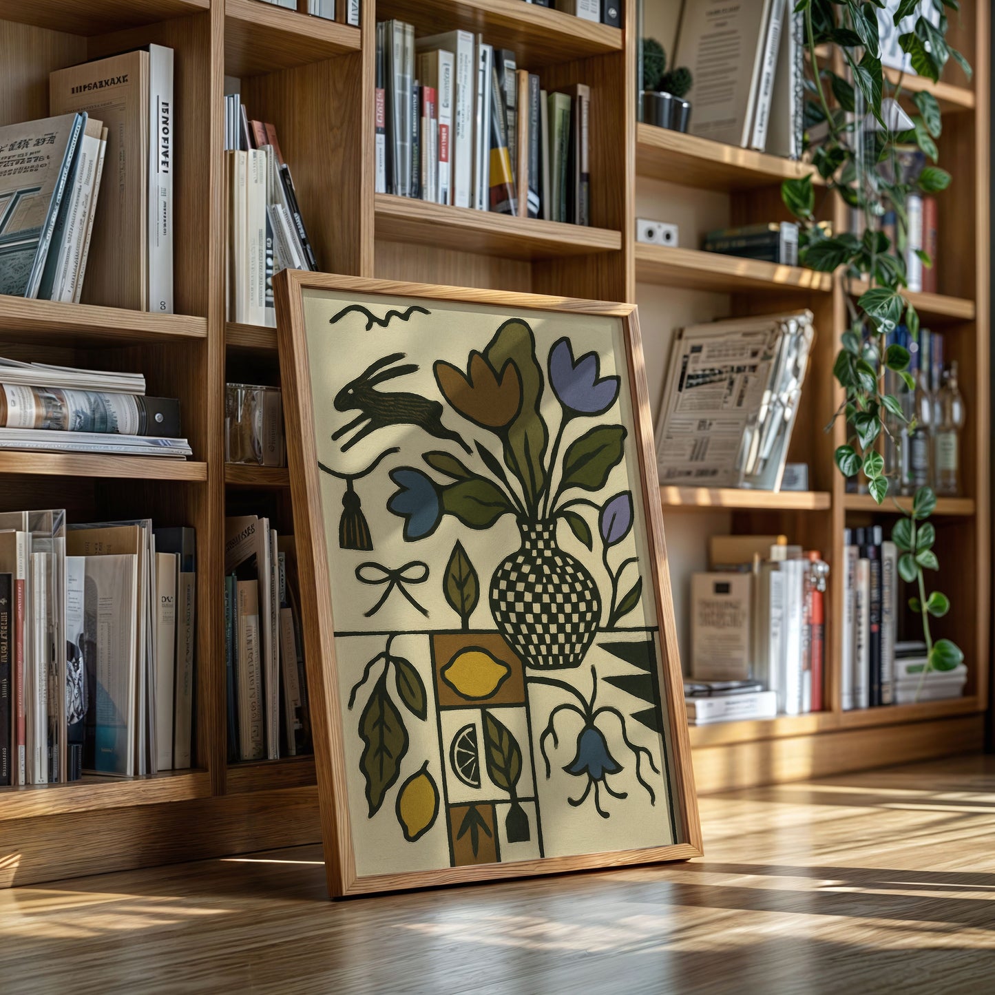 Lemon Rabbit Folk Vase