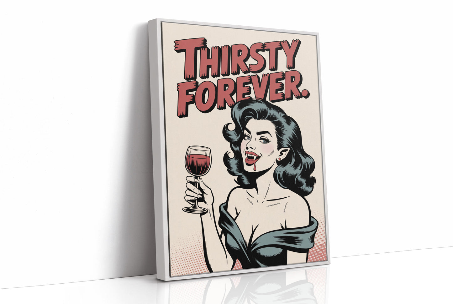 Vintage Vamp Sips Red Wine