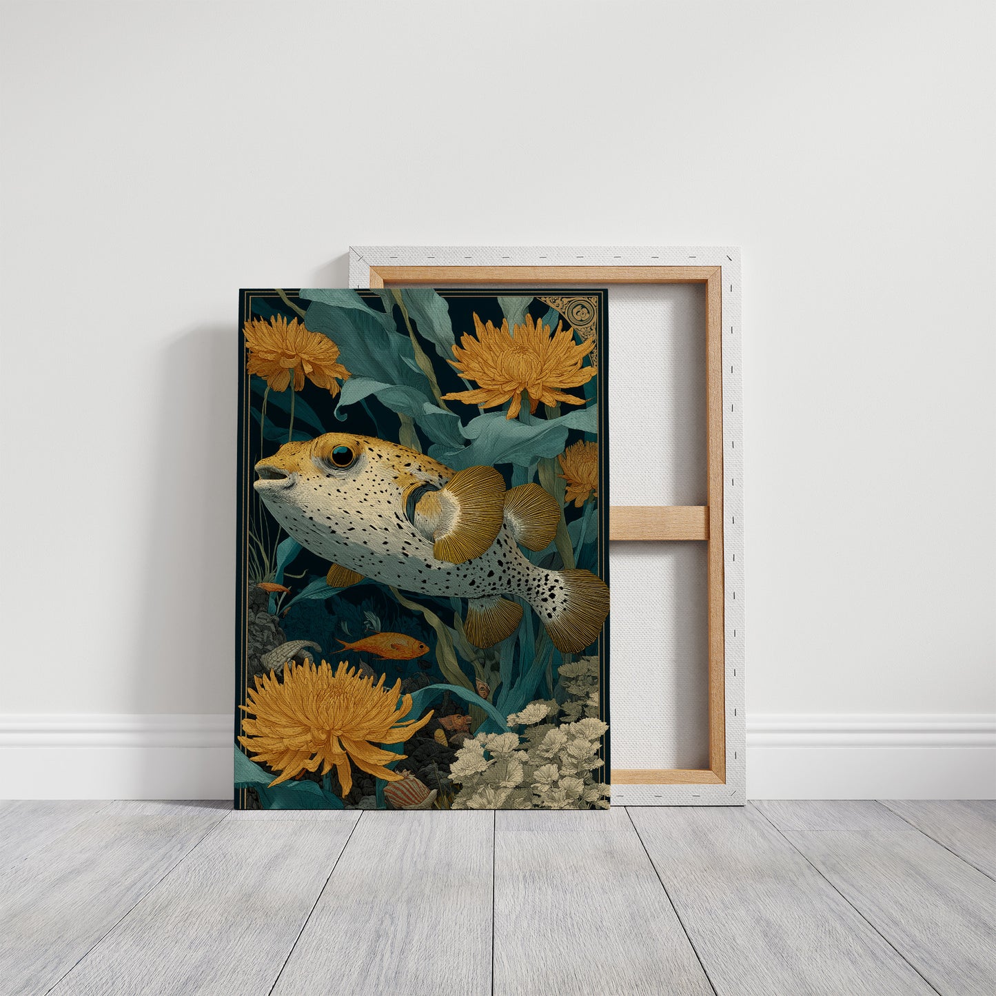Pufferfish Among Chrysanthemums
