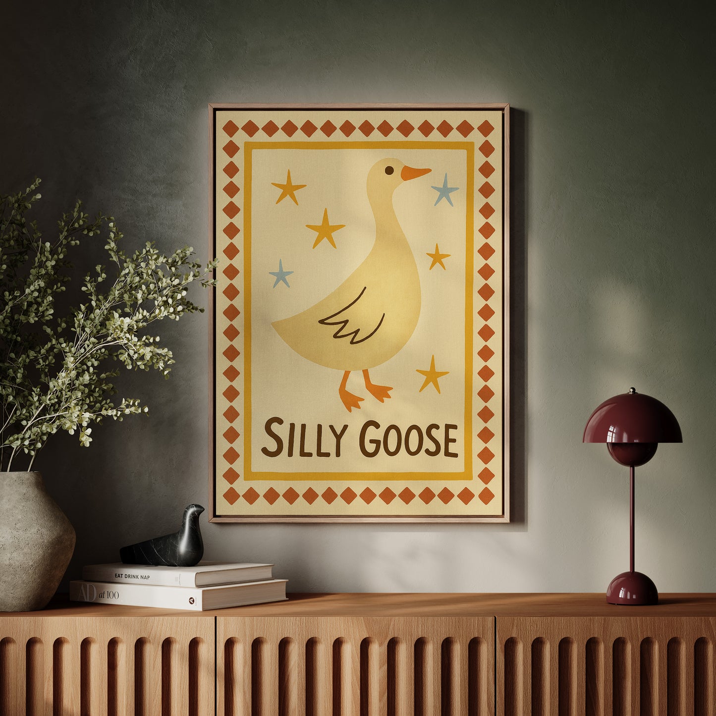 Silly Goose Folk Art Print