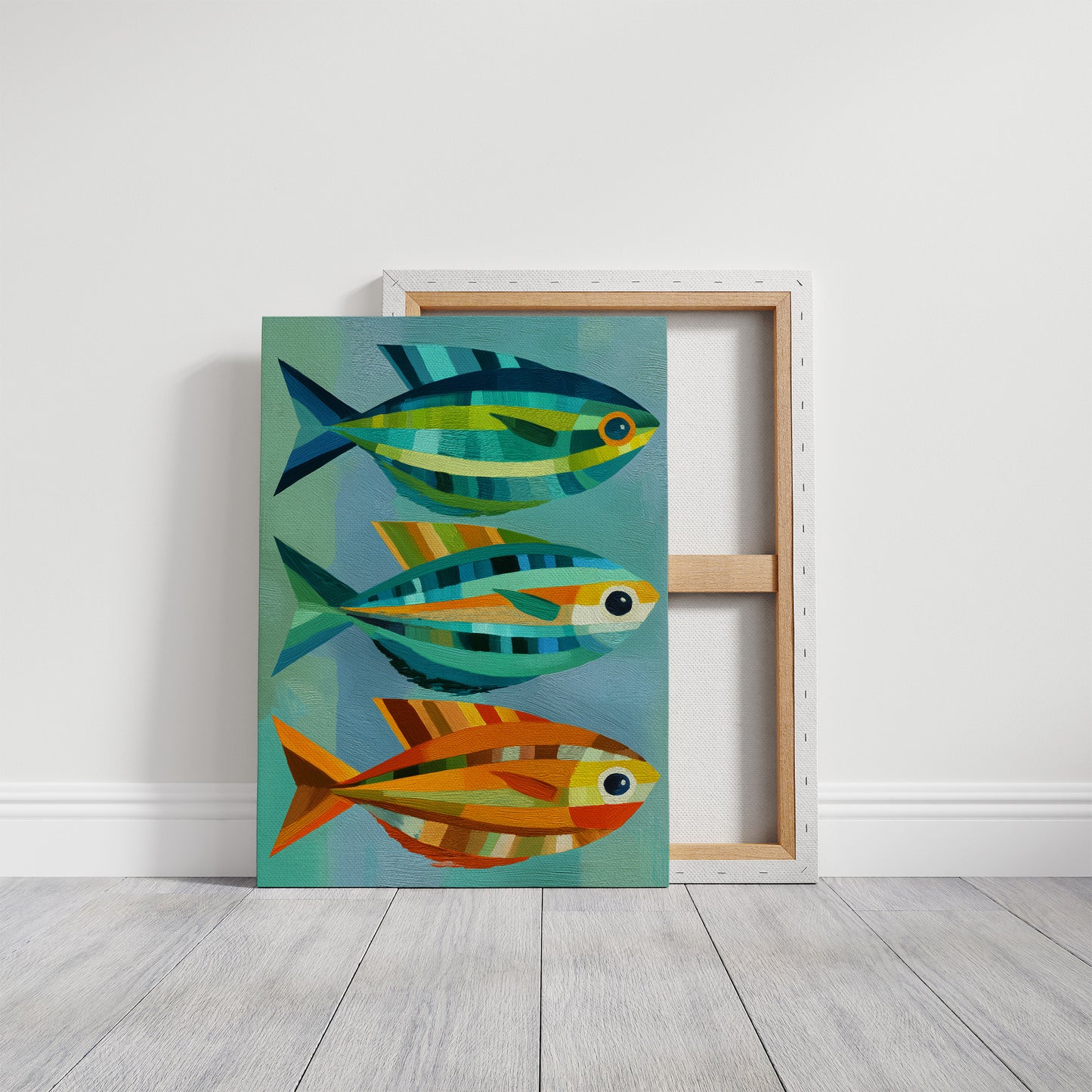 Geometric Trio Glides Through Aqua Depths