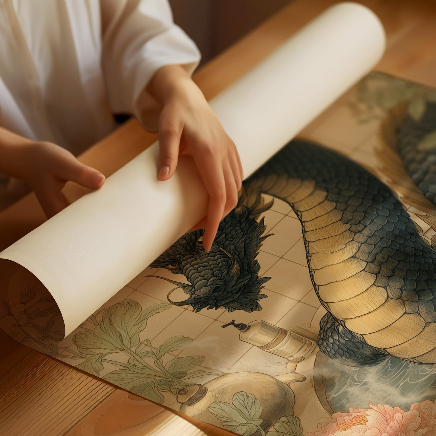 Dragon Tales Among Peony Clouds